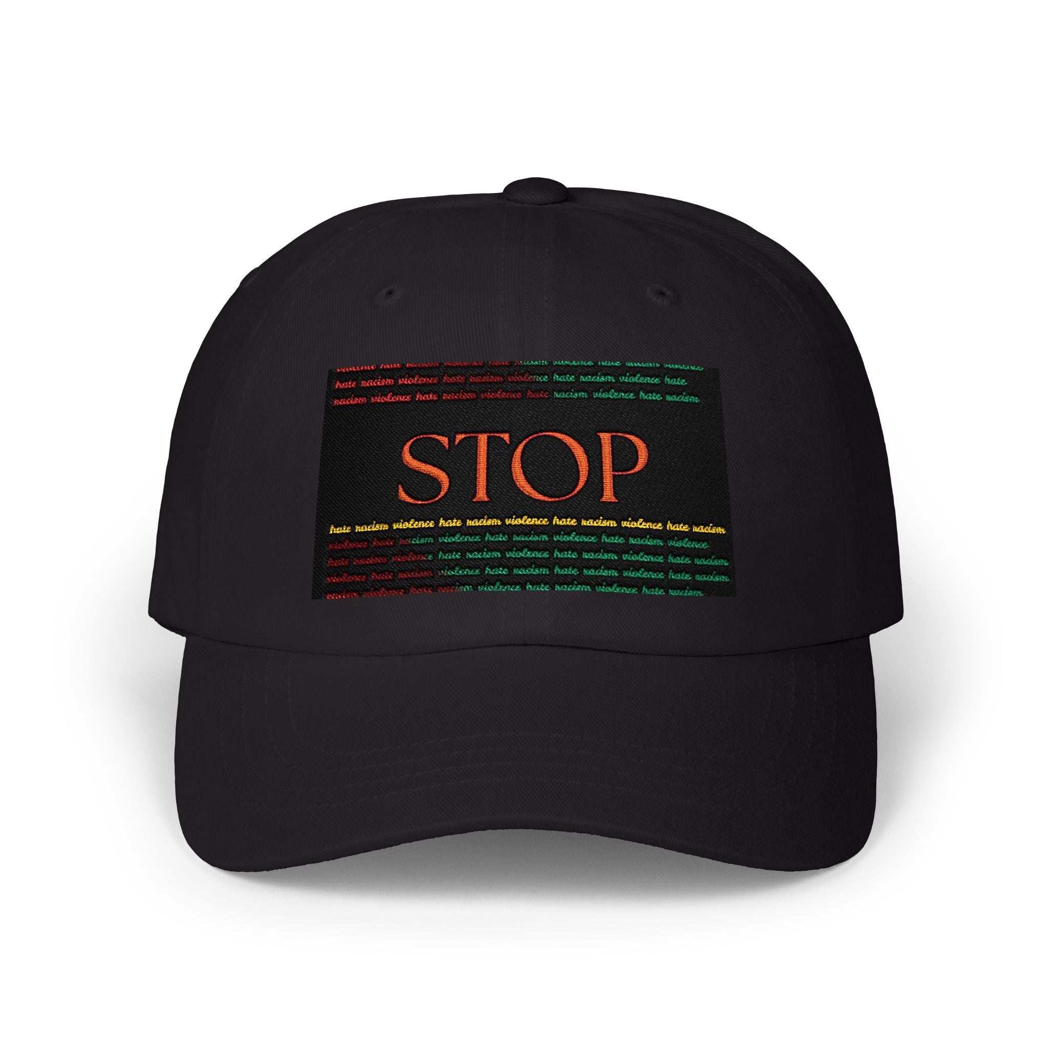STOP Embroidered Dad Cap - Bold Retro Rasta Statement Hat