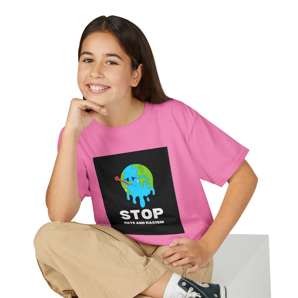 Youth T-Shirt — "STOP Hate and Racism" Earth Graphic Anti-Racism Tee