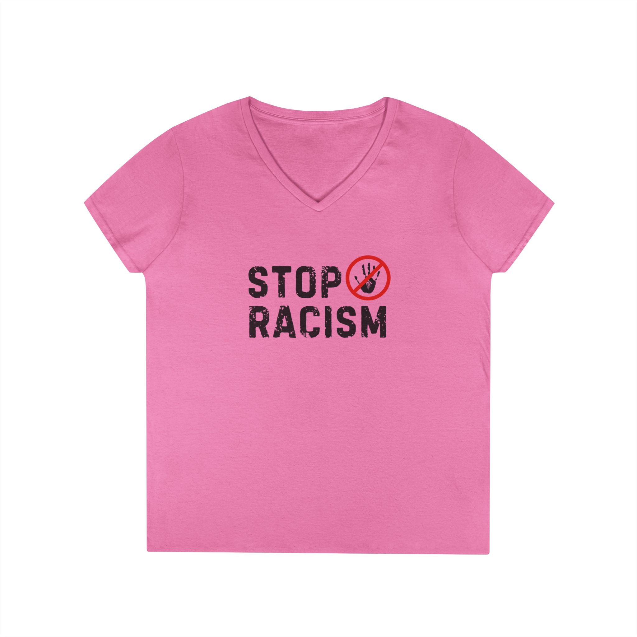 Stop Racism V-Neck T-Shirt — Anti-Racism Message Tee