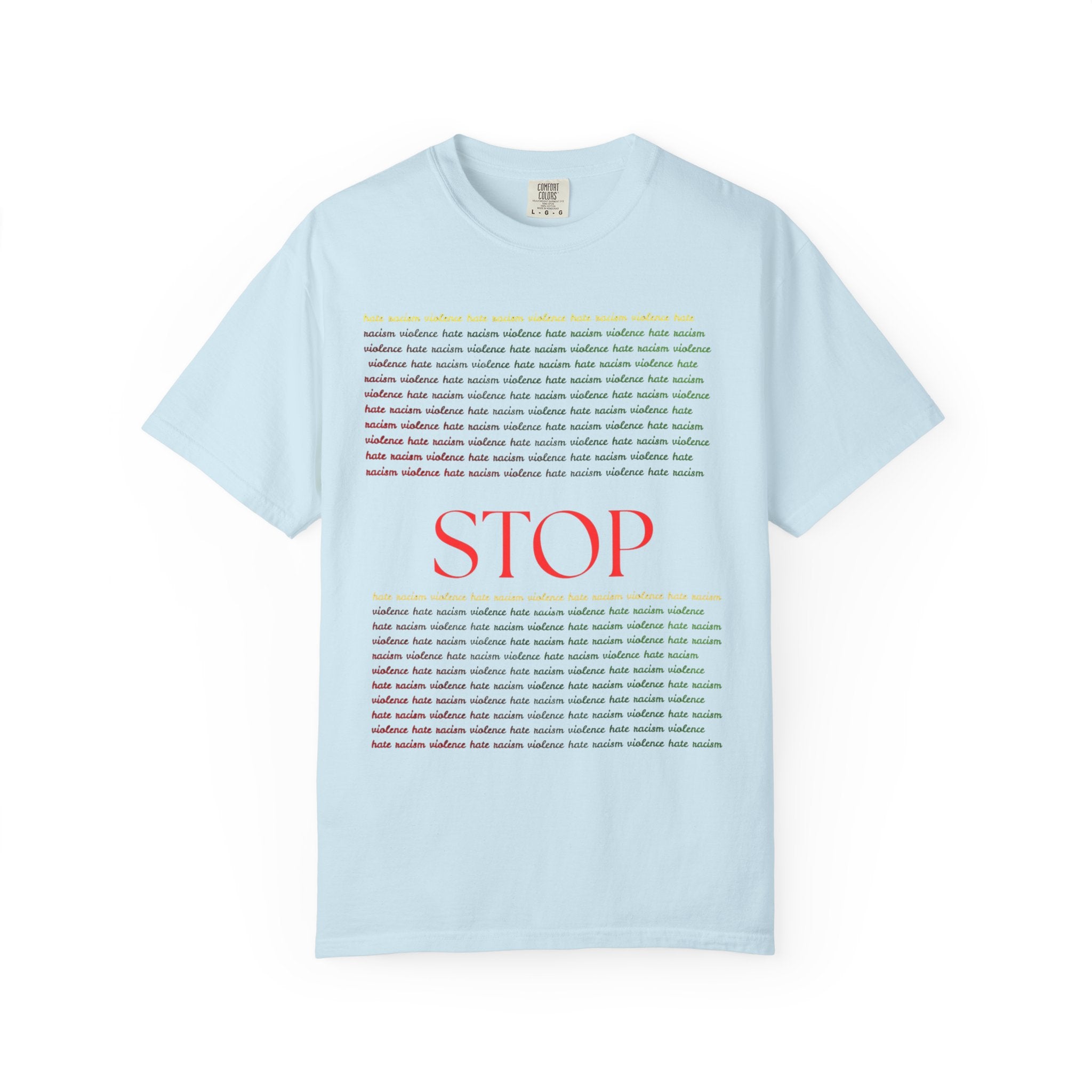 Stop Screen Tee — Black Graphic T-Shirt with Bold RED “STOP” Message