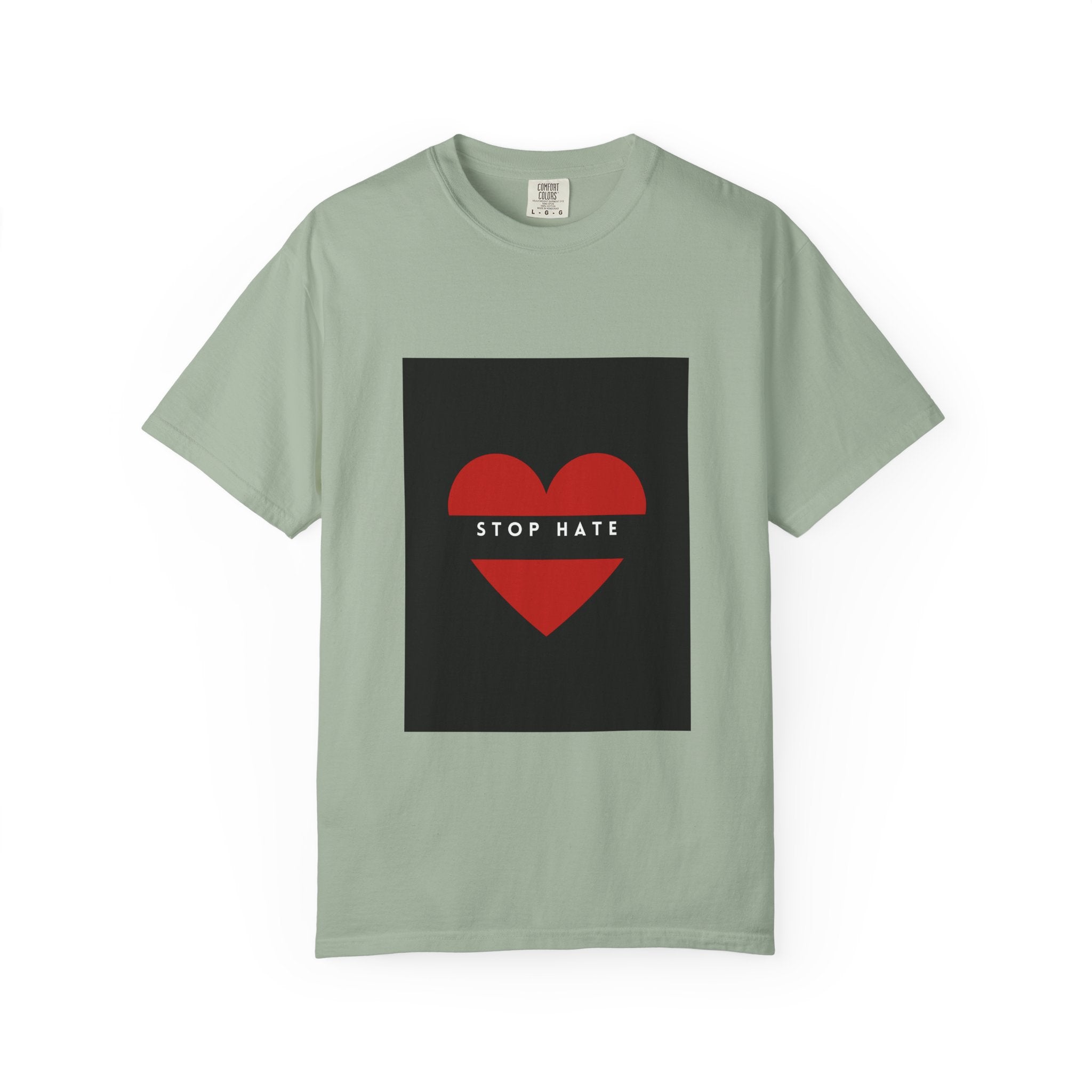 Stop Hate Heart T-Shirt — Red Heart Graphic Tee for Anti-Hate Awareness