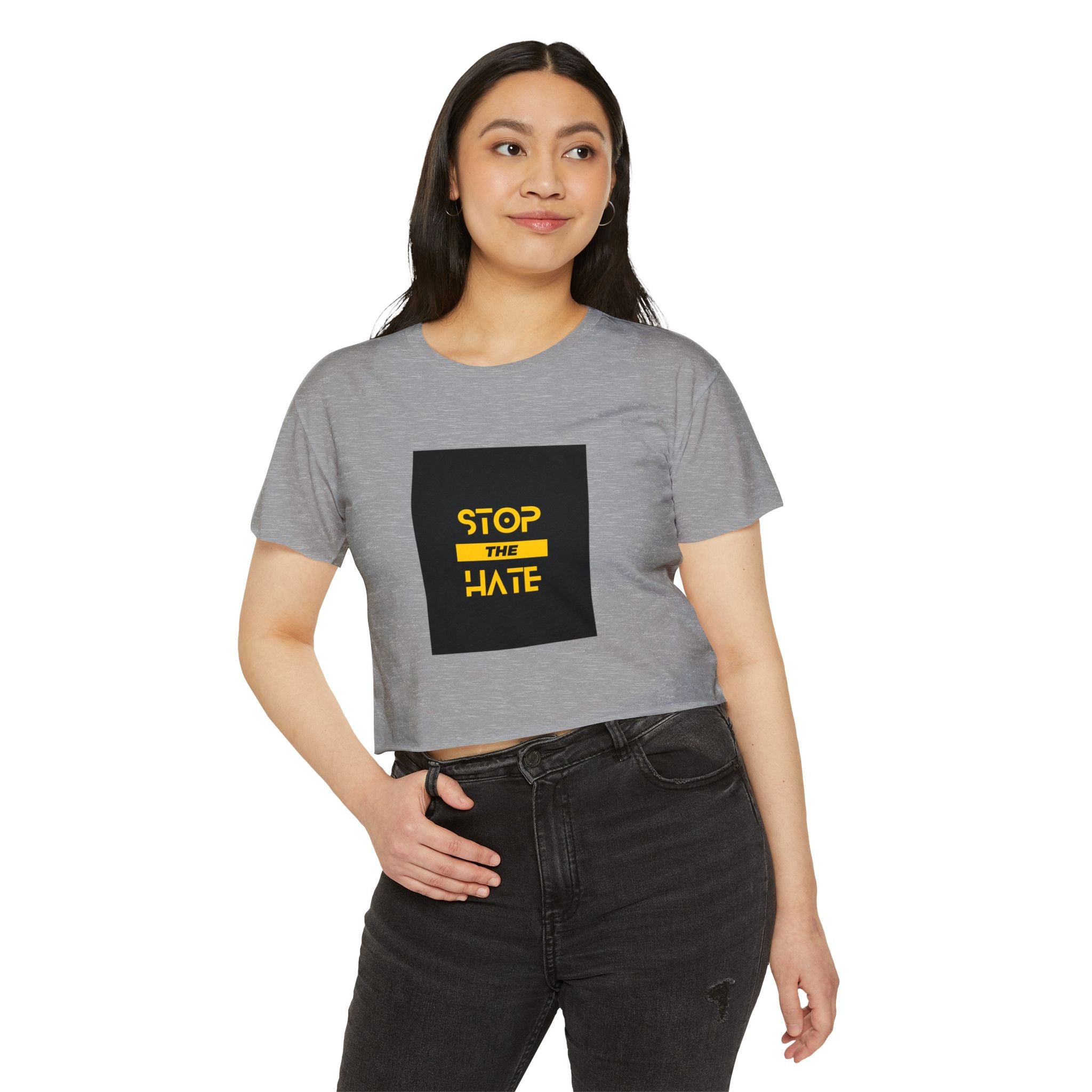 Stop the Hate Crop Top — Women's Festival Anti-Hate Graphic Tee