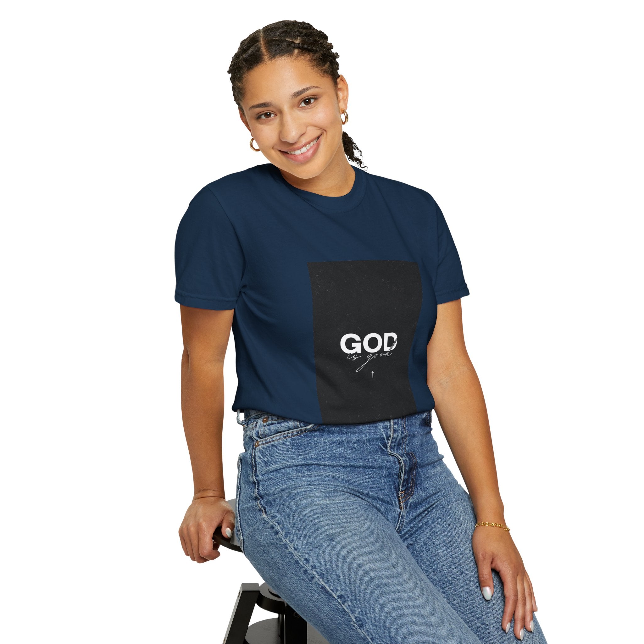 God Typography T-Shirt — Minimal Black Square Graphic Tee