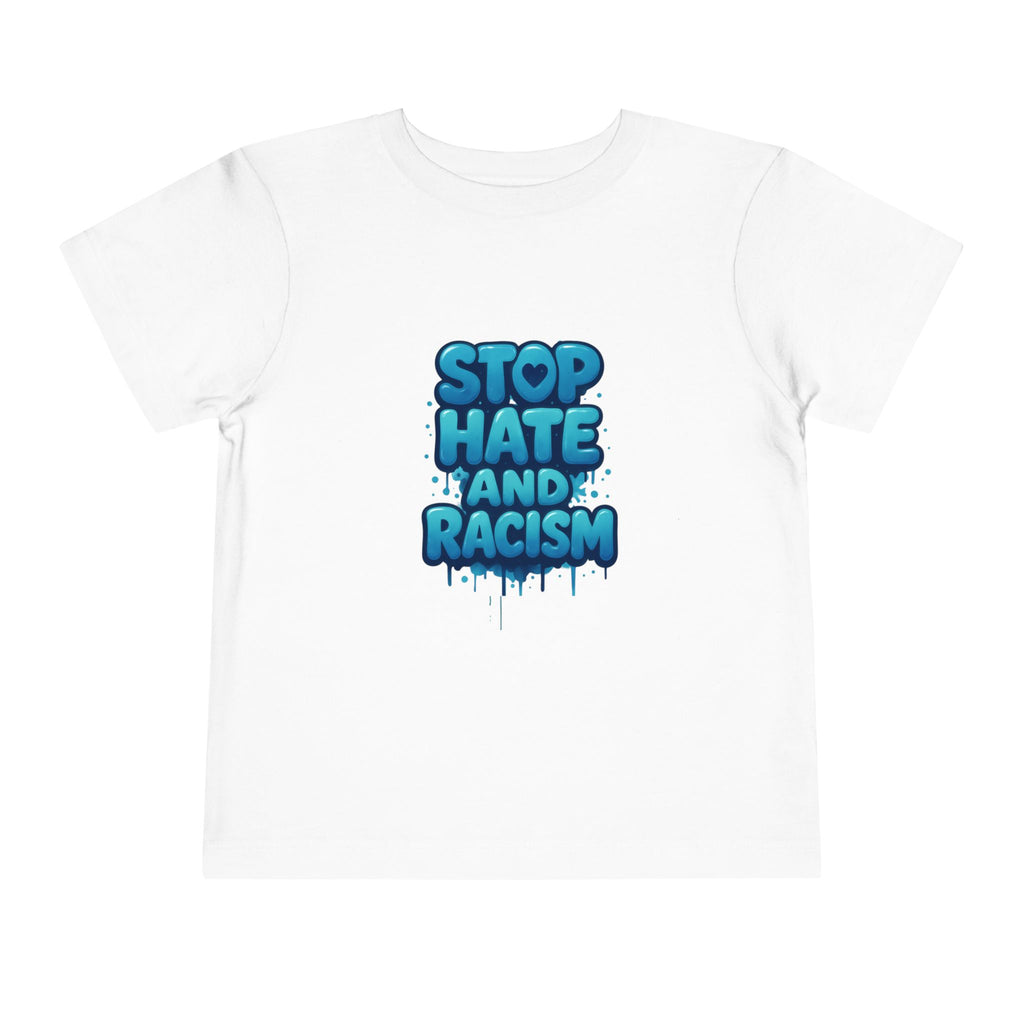 Stop Hate and Racism Toddler Tee — Blue Graffiti Anti-Racism Shirt
