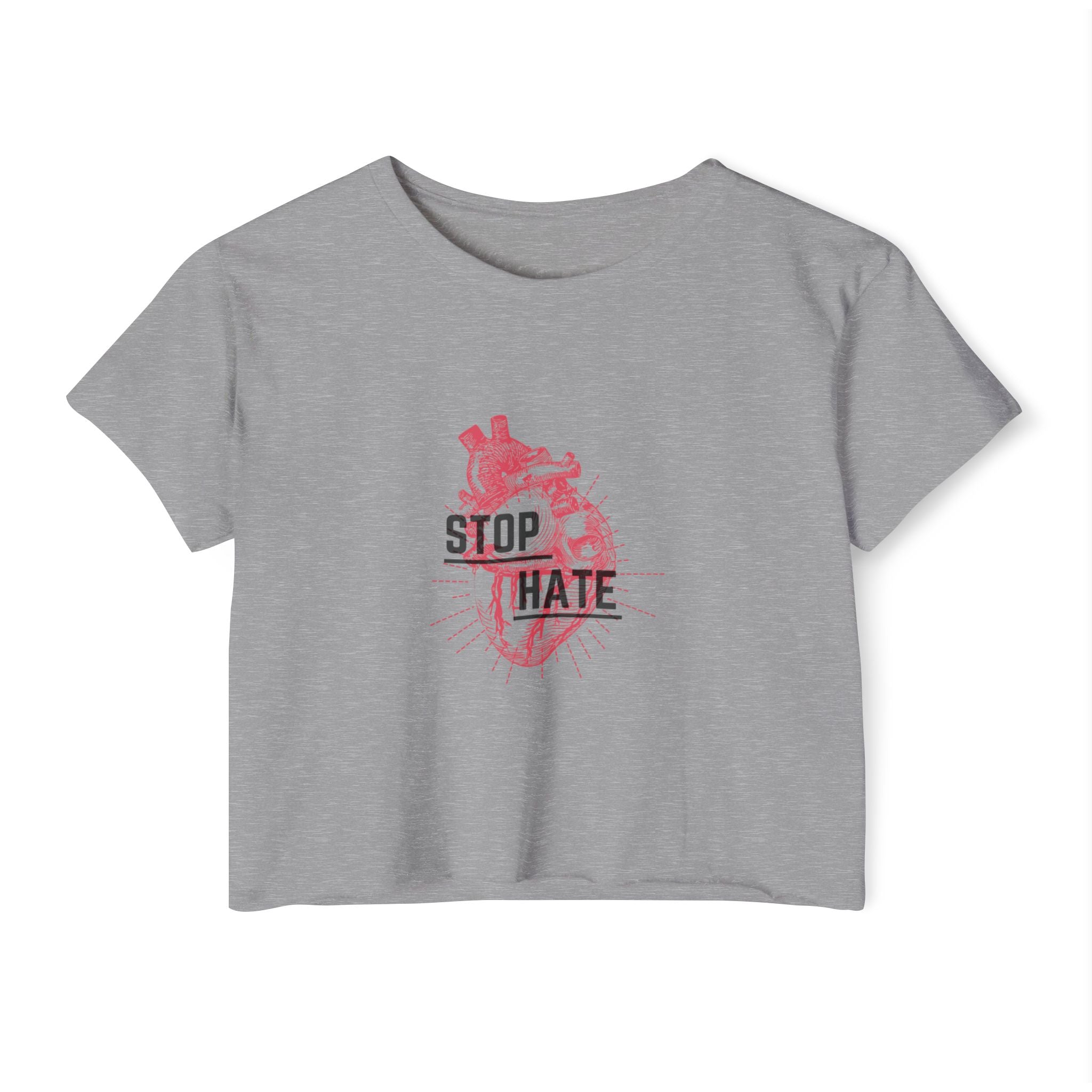 Stop Hate Heart Crop Top — Women's Festival Graphic Tee