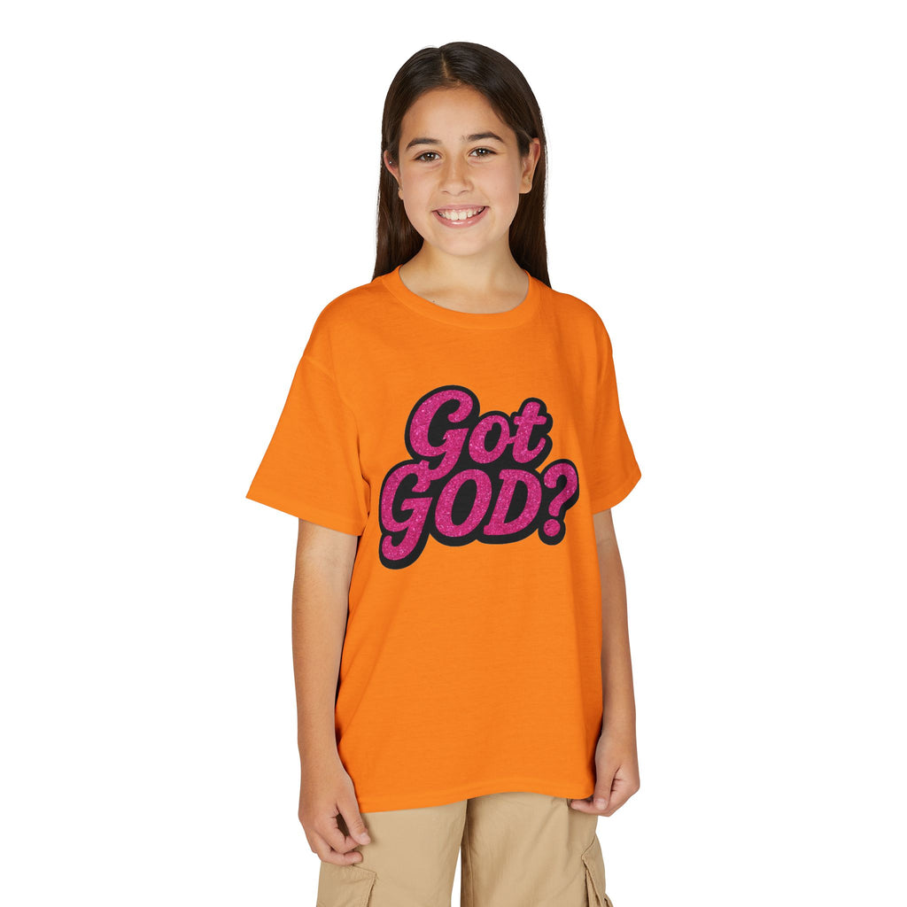 Youth T-Shirt — "Got GOD?" Pink Retro Faith Graphic