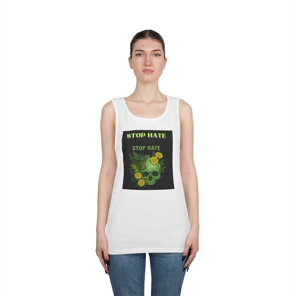 Stop Hate Floral Skull Tank Top — Anti-Hate Graphic Tank