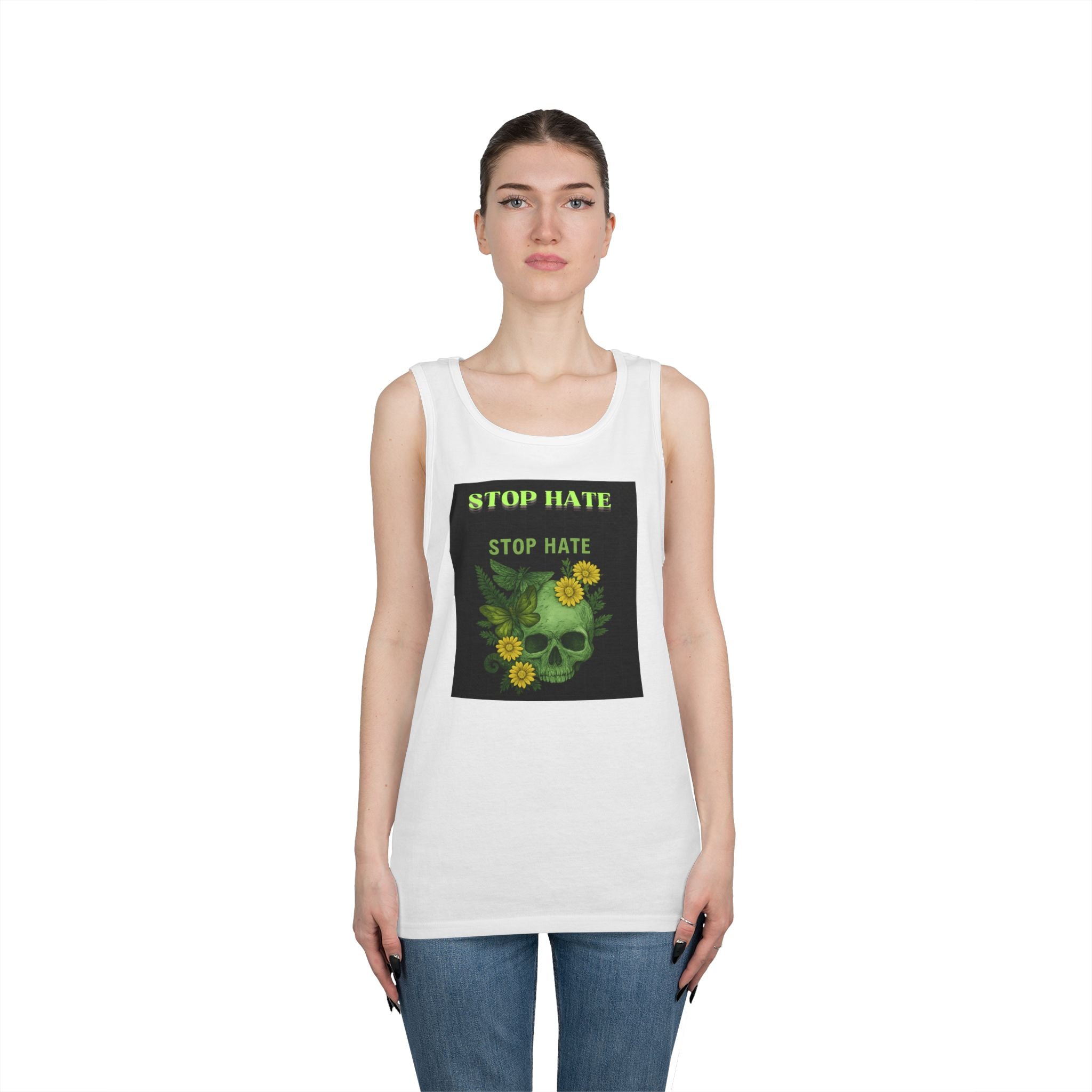 Stop Hate Floral Skull Tank Top — Anti-Hate Graphic Tank