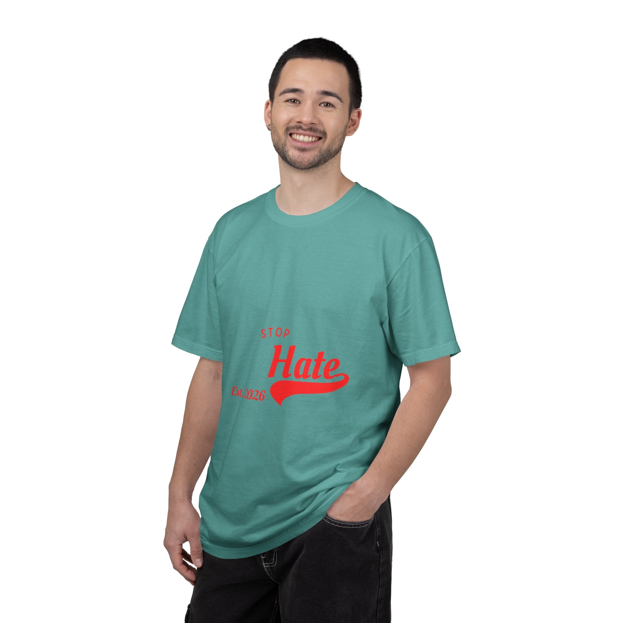 Stop Hate T-Shirt — Retro Script 'Est. 2026' Anti-Hate Graphic Tee
