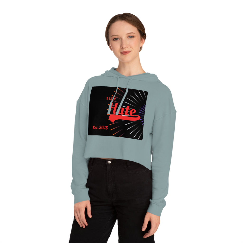 Cropped Hoodie — 'Stop Hate' Graphic Crop Top (Est. 2026)