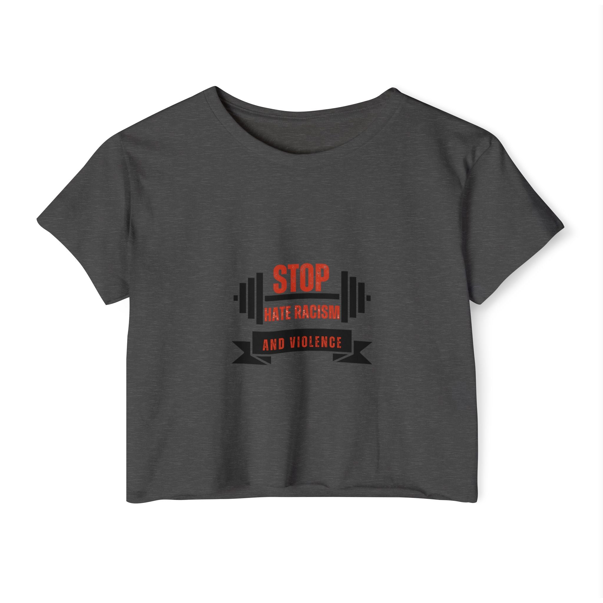 Crop Top — "Stop Hate Racism and Violence" Graphic Festival Tee
