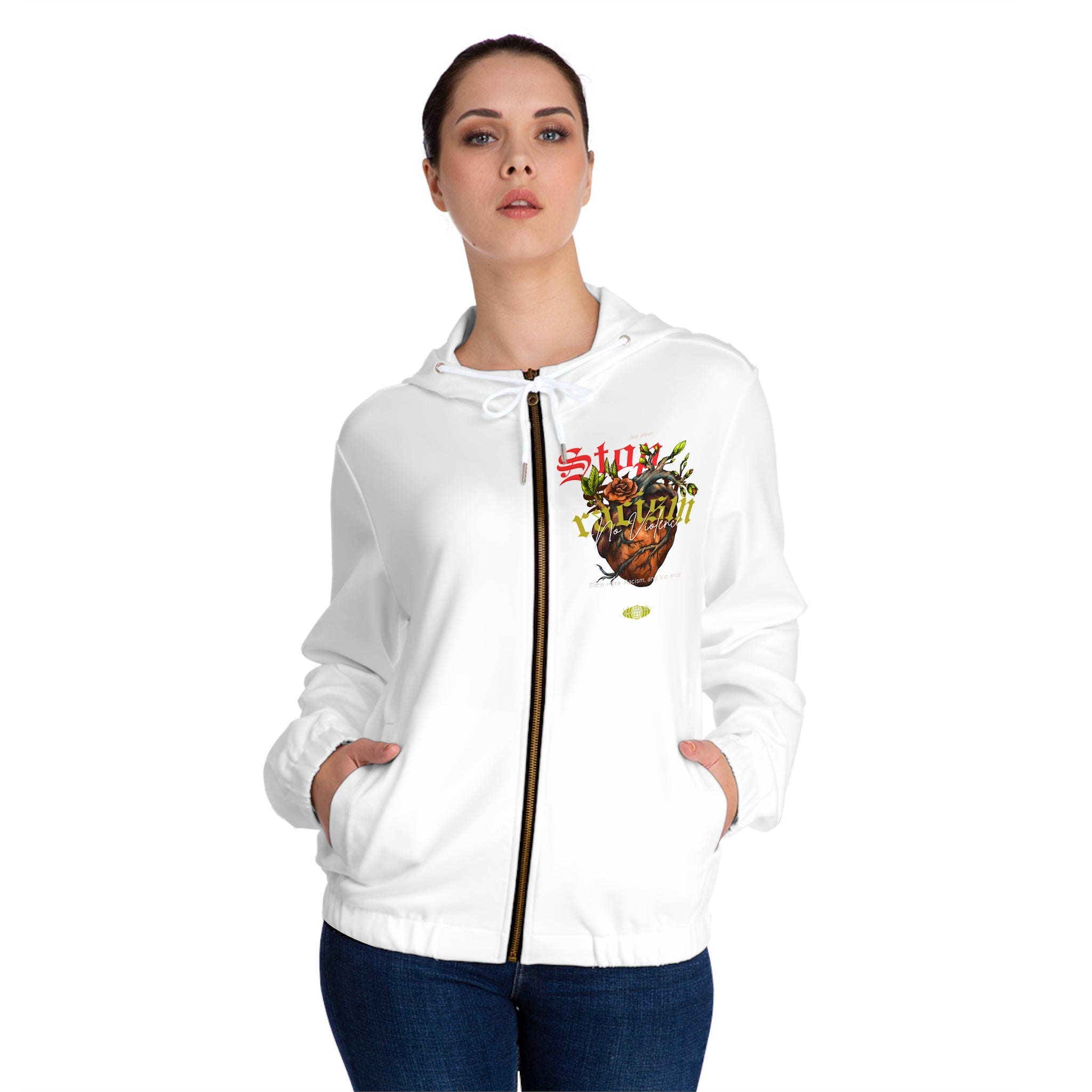 Heart & Herbs Graphic Zip-Up Hoodie — Botanical Heart Design