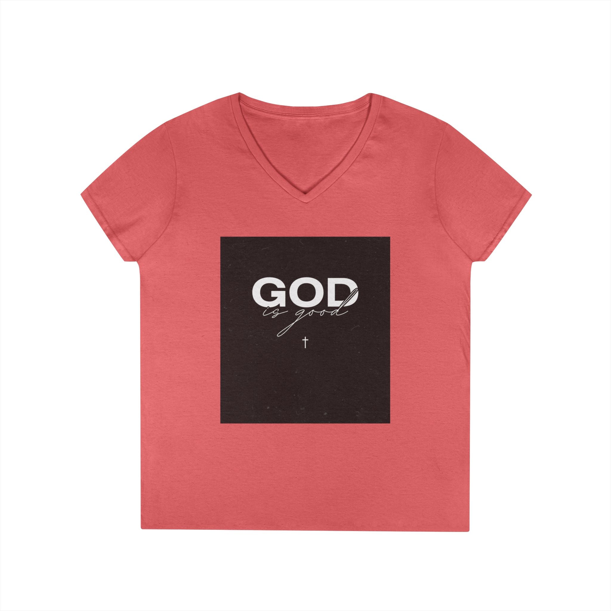 Faith Graphic V-Neck Tee — "GOD" Script Design