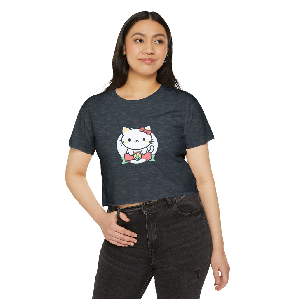 Cute Cat Crop Top — "Stop Hate, Racism and Violence" Festival Tee