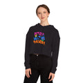 Cropped Hoodie "Stop Hate, Not People" Graffiti Anti-Racism Sweatshirt