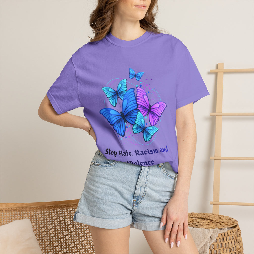 Butterfly Peace T-Shirt — "Stop Hate, Racism, and Violence" Anti-Violence Tee