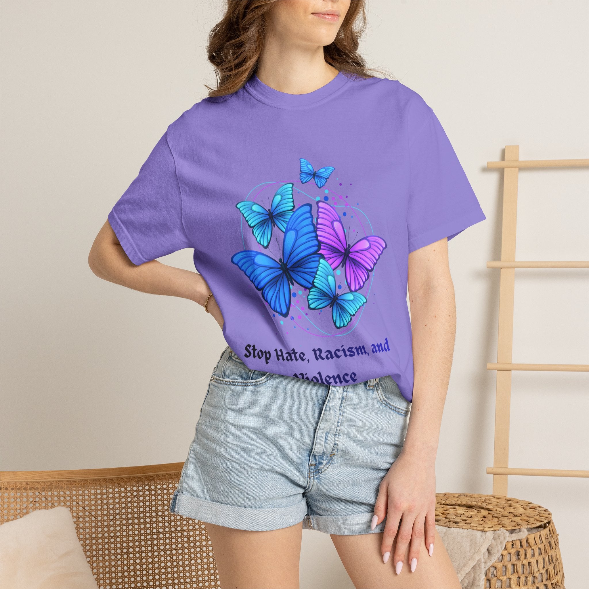 Butterfly Peace T-Shirt — "Stop Hate, Racism, and Violence" Anti-Violence Tee