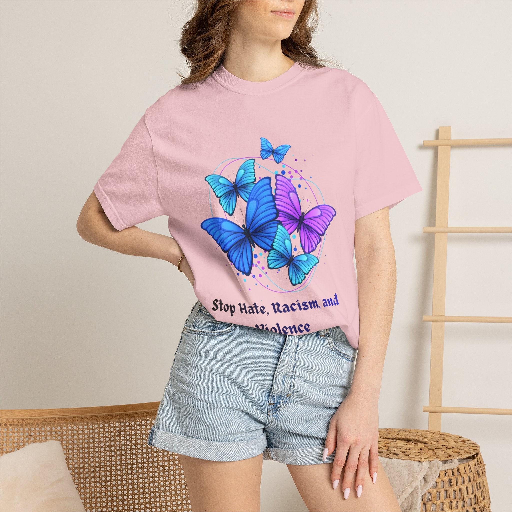 Butterfly Peace T-Shirt — "Stop Hate, Racism, and Violence" Anti-Violence Tee