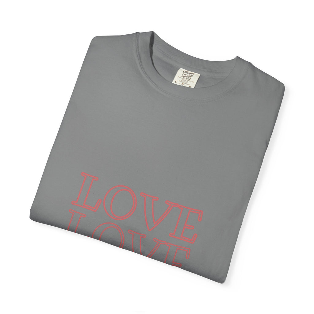 Love Love Love T-Shirt — Vintage Pink Stacked Text Tee