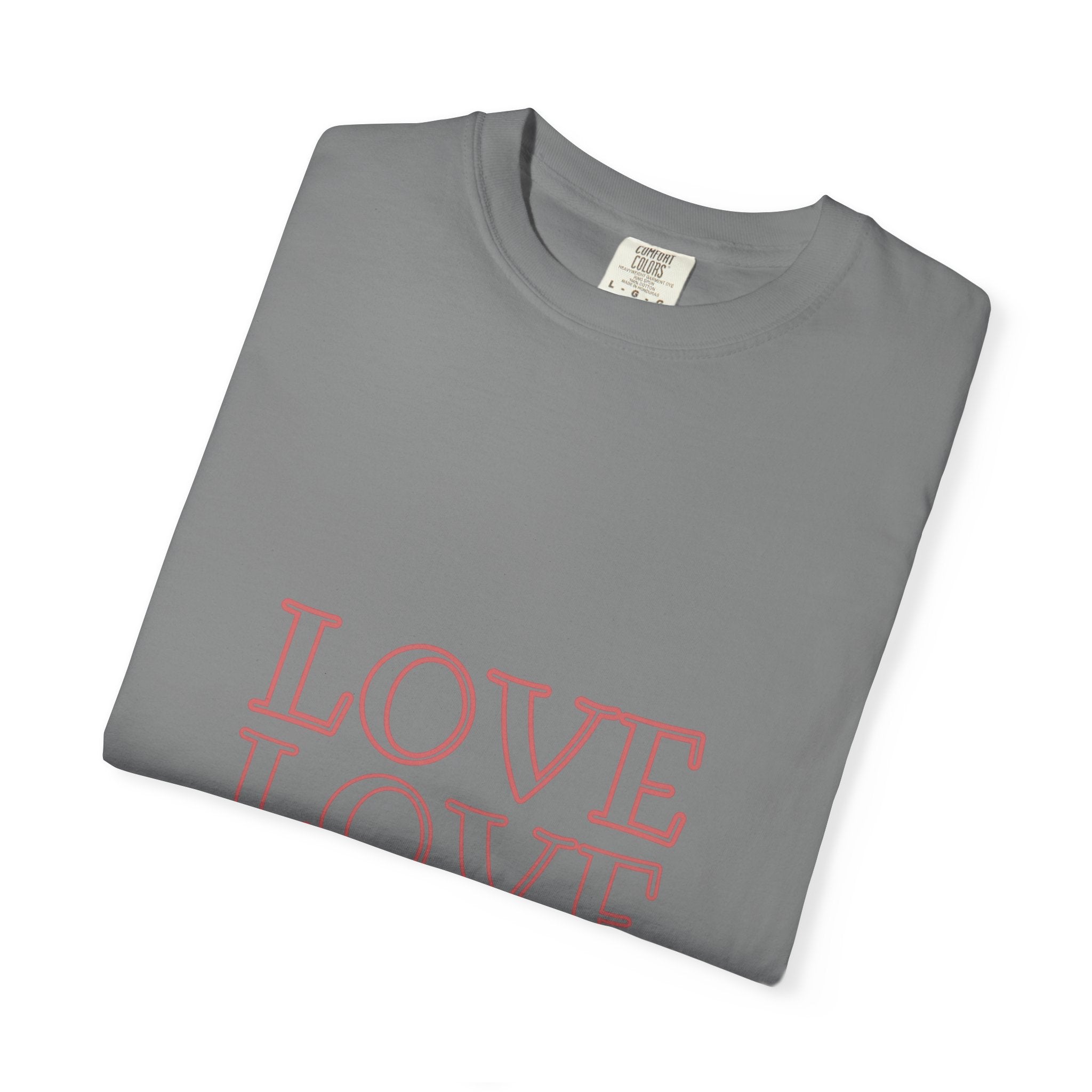 Love Love Love T-Shirt — Vintage Pink Stacked Text Tee