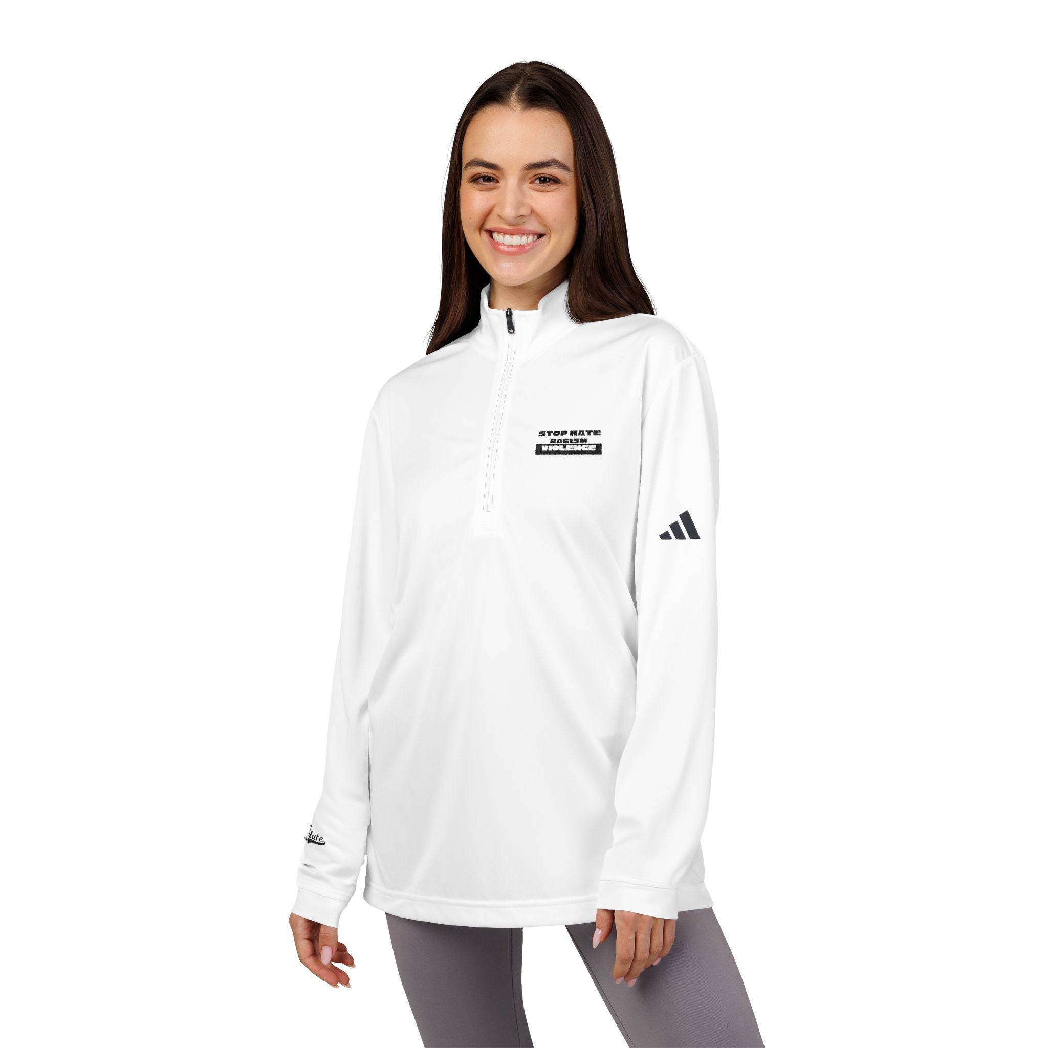 Embroidered adidas Quarter-Zip Pullover — Minimal Logo Performance Top