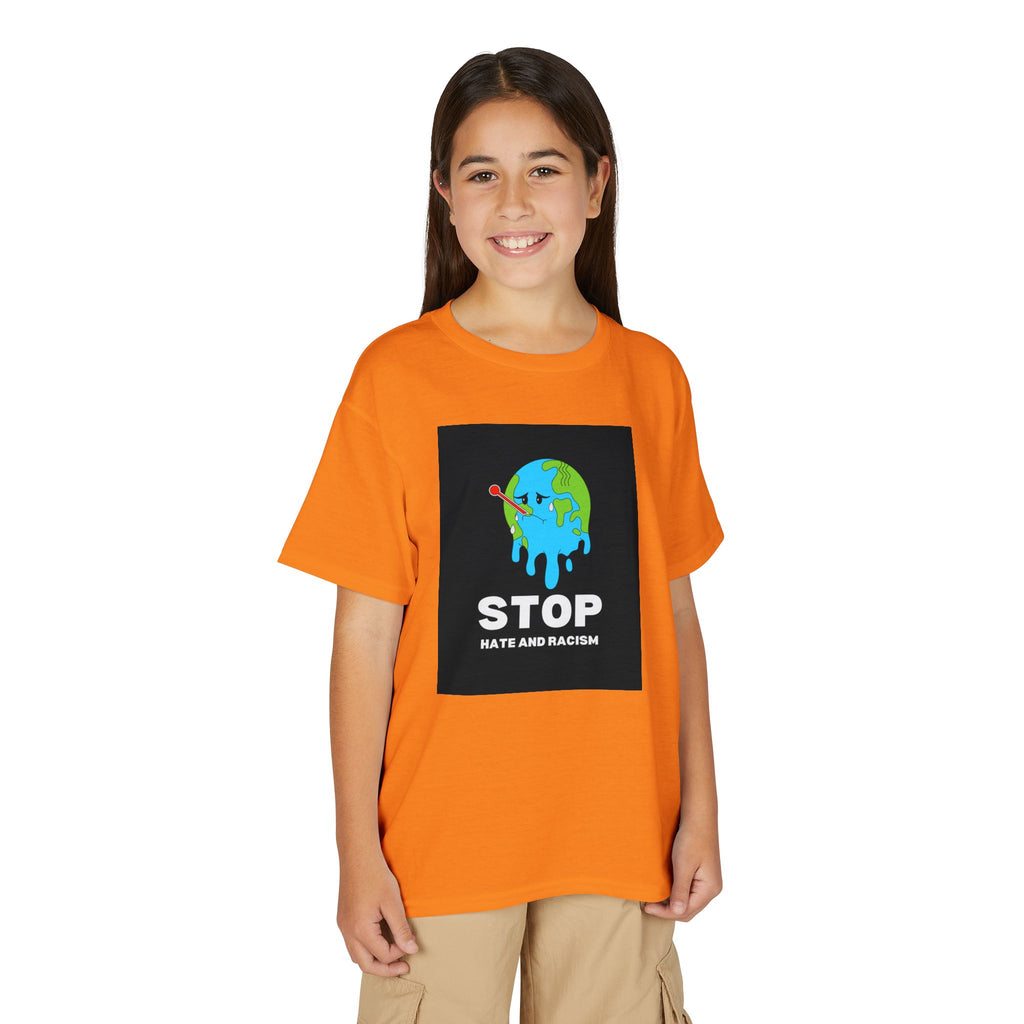 Youth T-Shirt — "STOP Hate and Racism" Earth Graphic Anti-Racism Tee