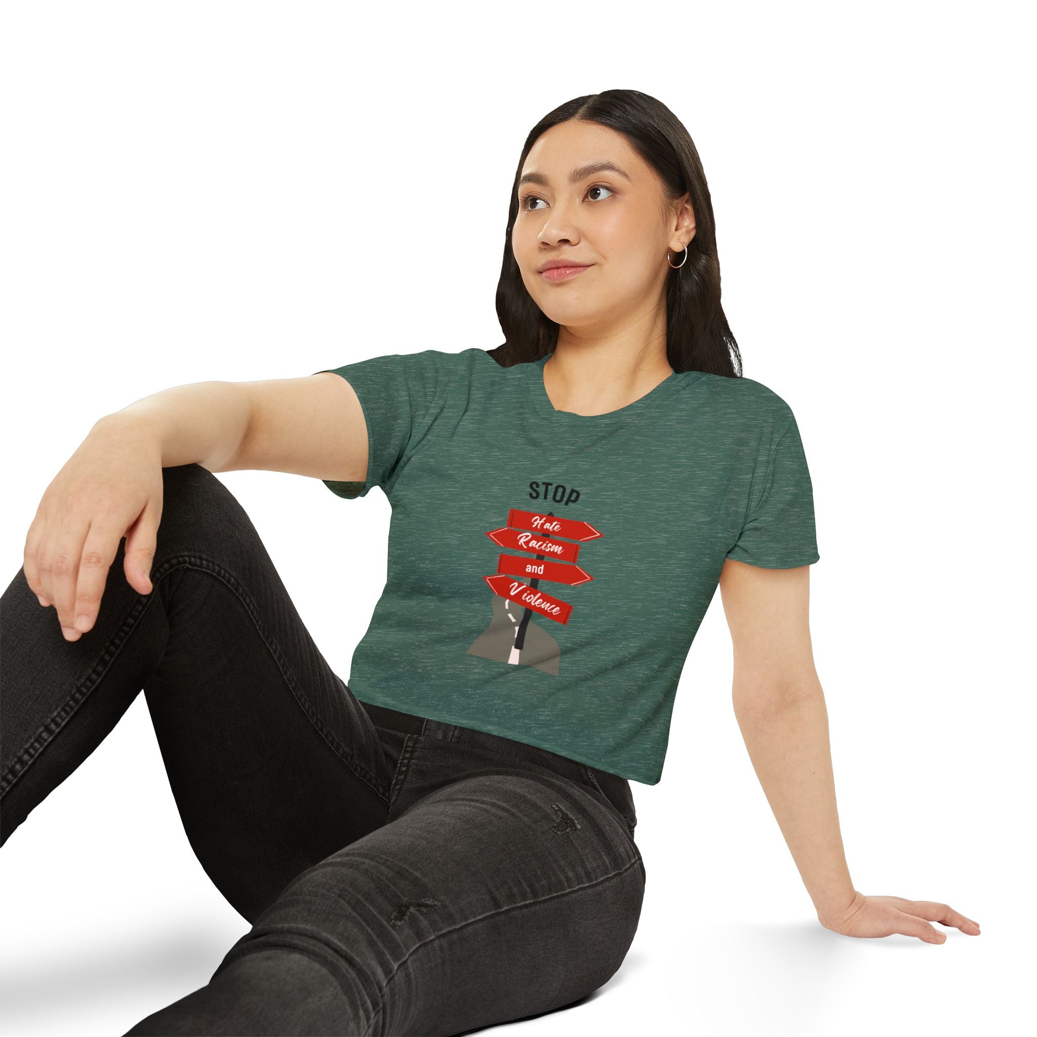 Stop Hate Racism and Violence Crop Top — Women's Activist Festival Tee