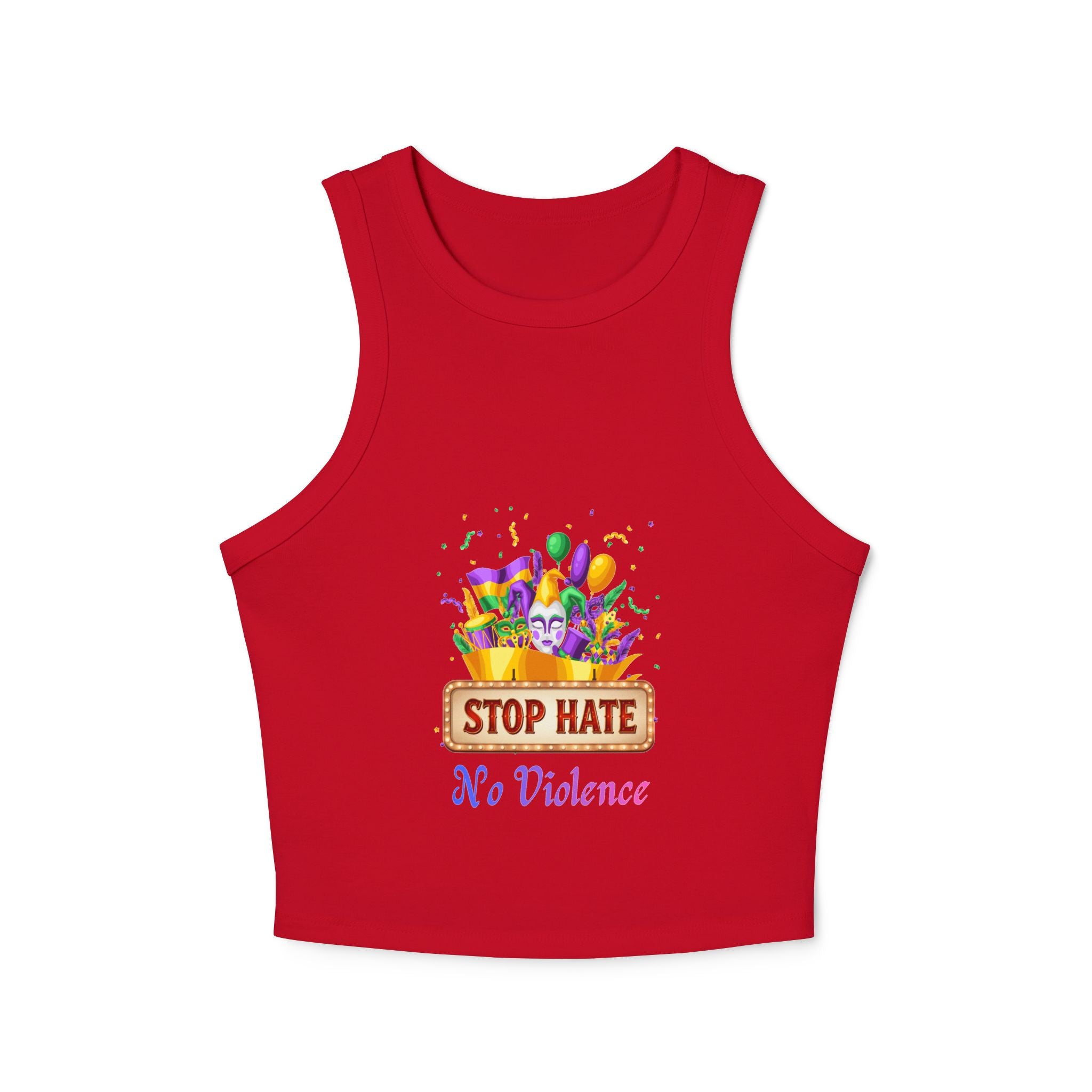 Racer Tank Top — "Stop Hate No Violence" Pride-Inspired Peace Tee