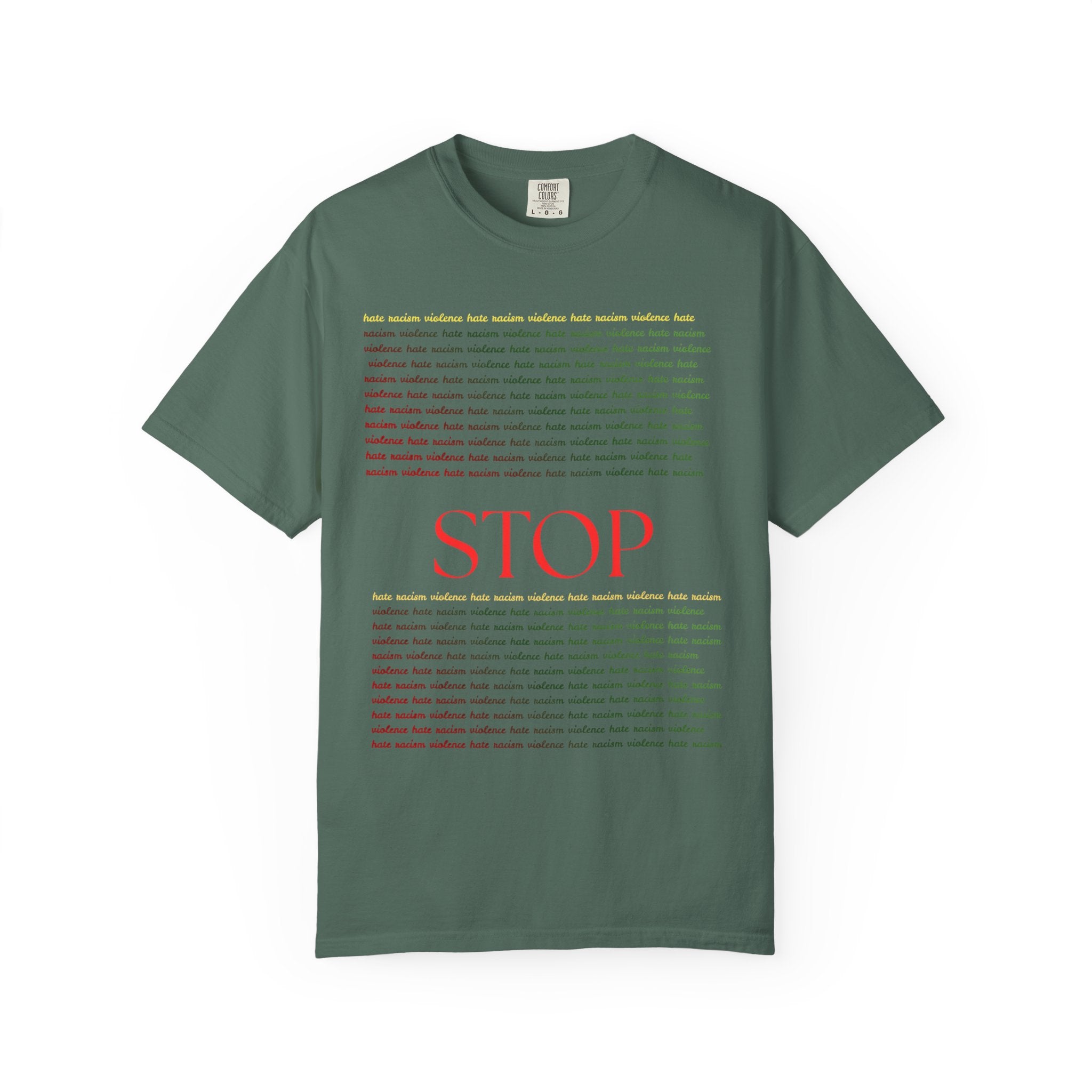 Stop Screen Tee — Black Graphic T-Shirt with Bold RED “STOP” Message