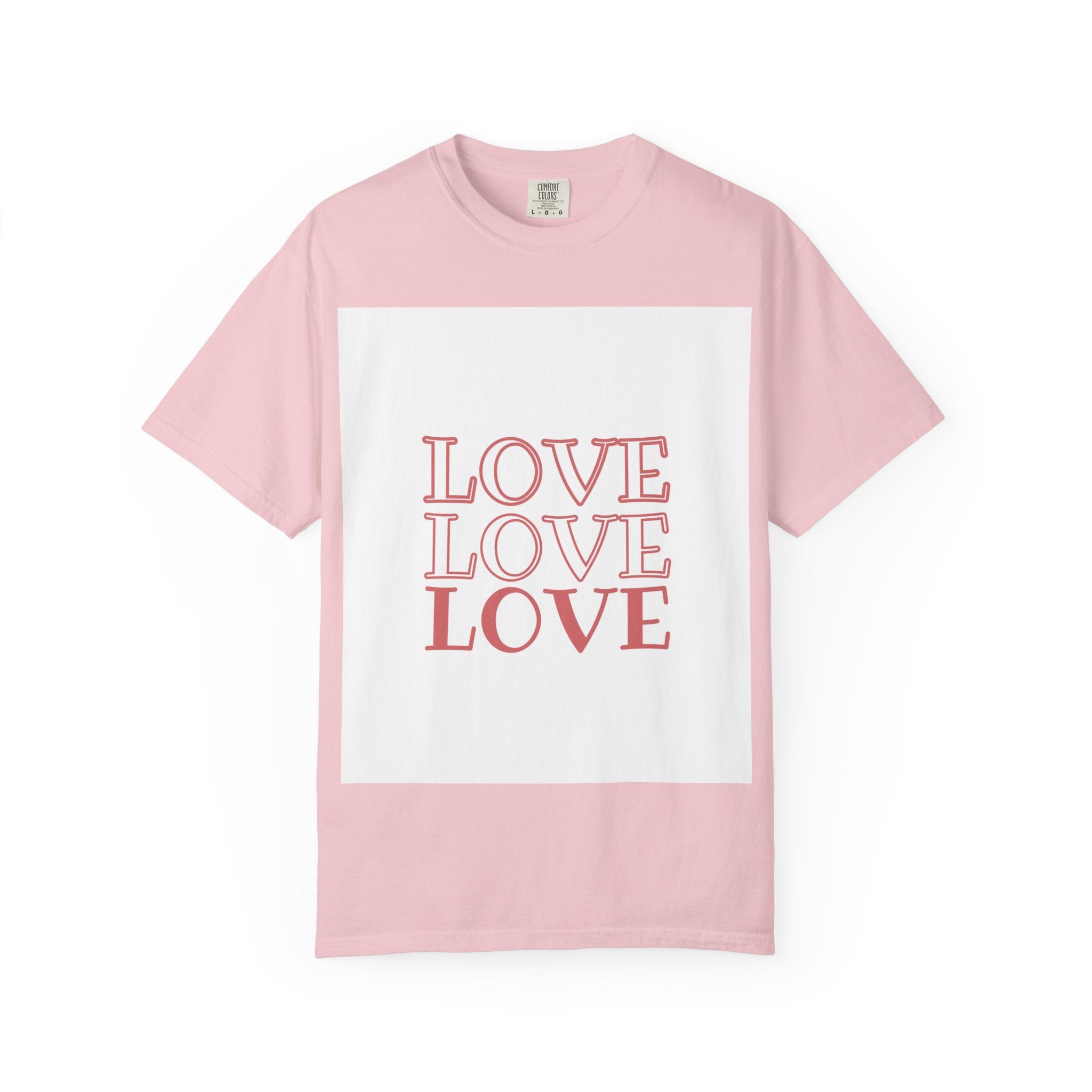 Love Love Love T-Shirt — Vintage Pink Stacked Text Tee