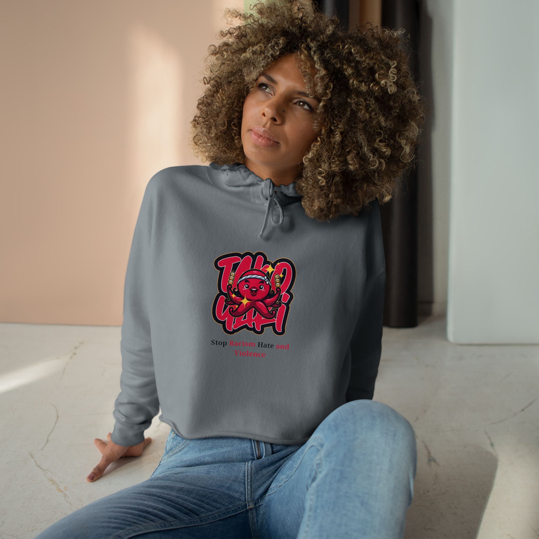 Crop Hoodie – Stop Gender-Based Violence Graphic Crop Hoodie
