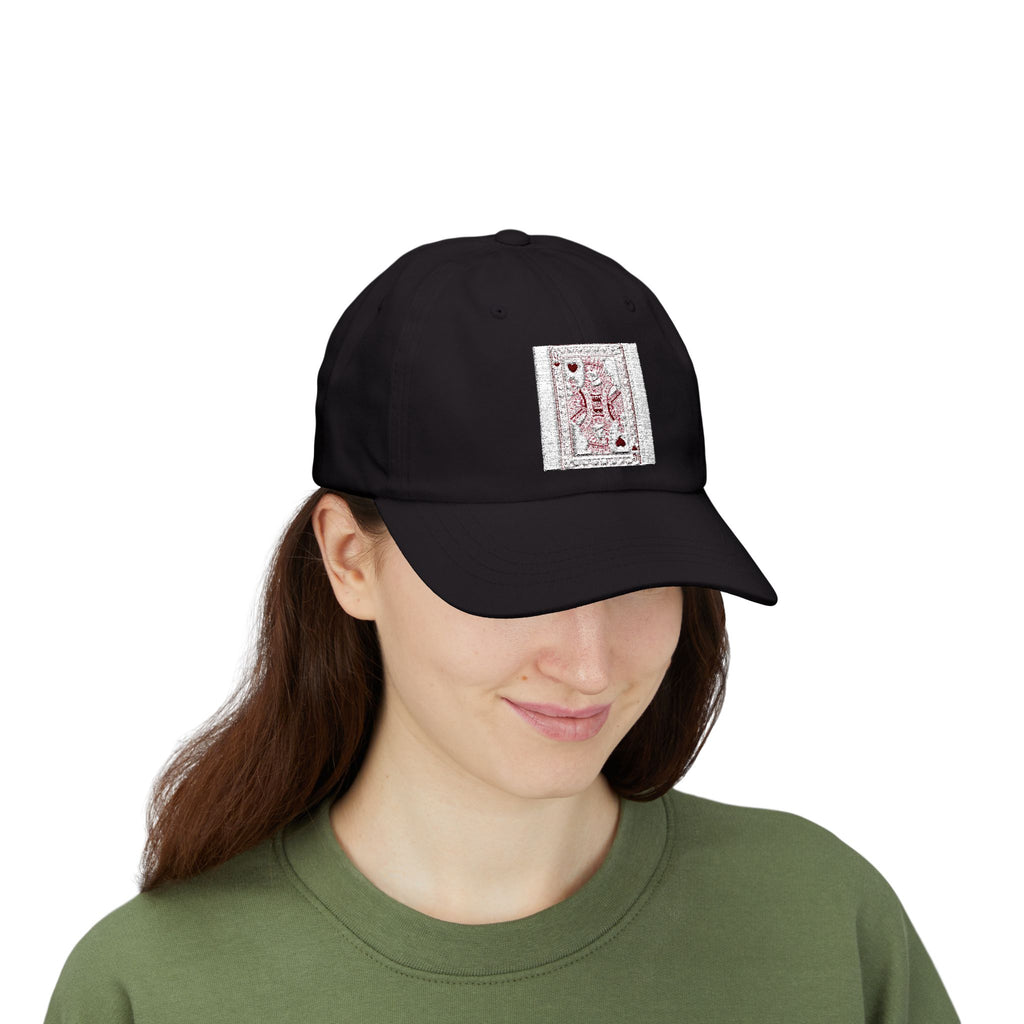 Dad Cap with Vintage Playing Card Red Hearts Design — Classic Baseball Hat