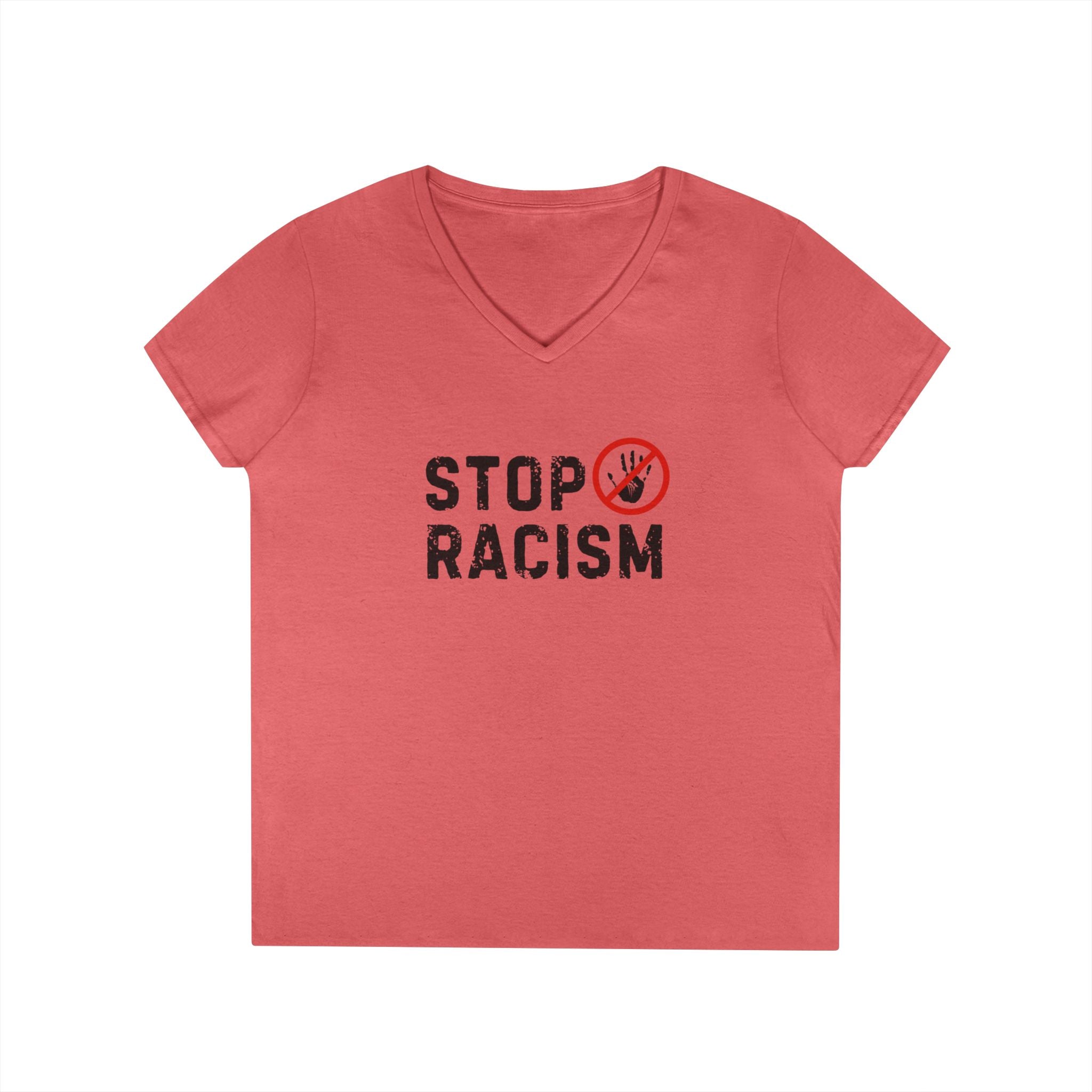 Stop Racism V-Neck T-Shirt — Anti-Racism Message Tee