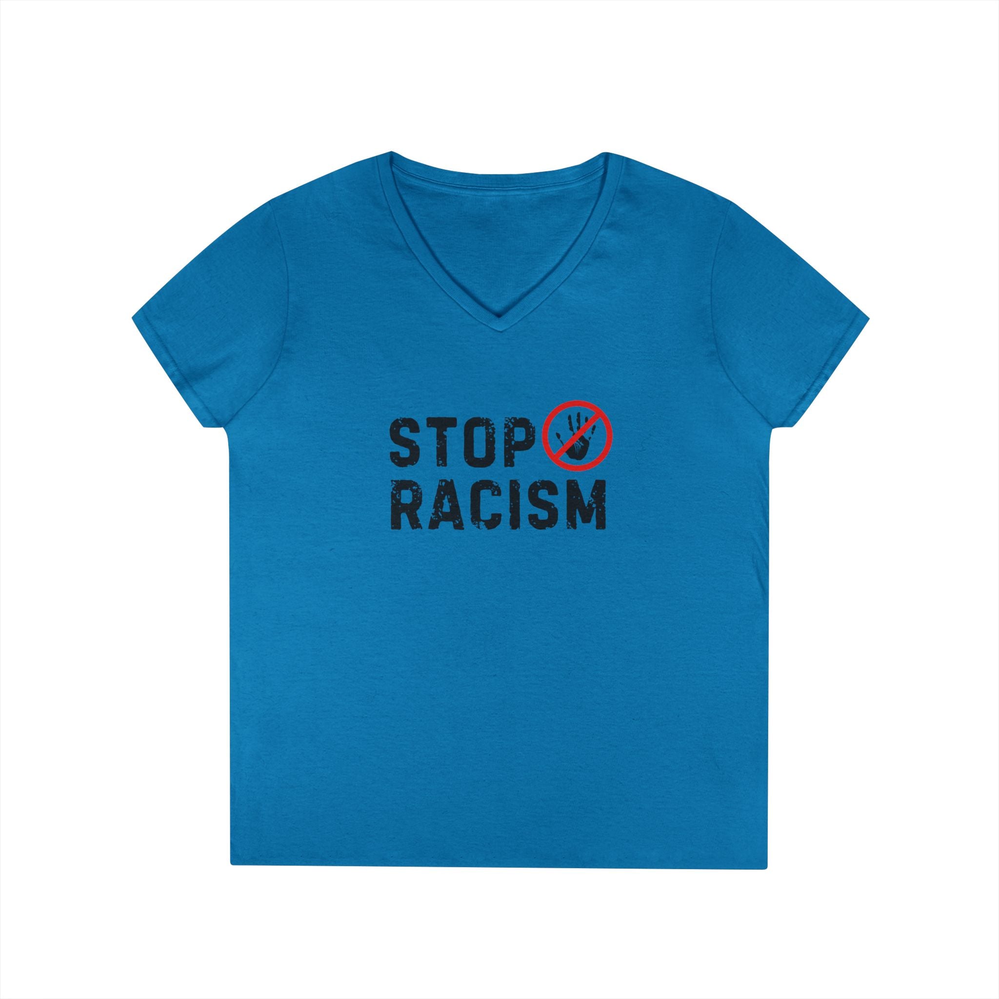 Stop Racism V-Neck T-Shirt — Anti-Racism Message Tee