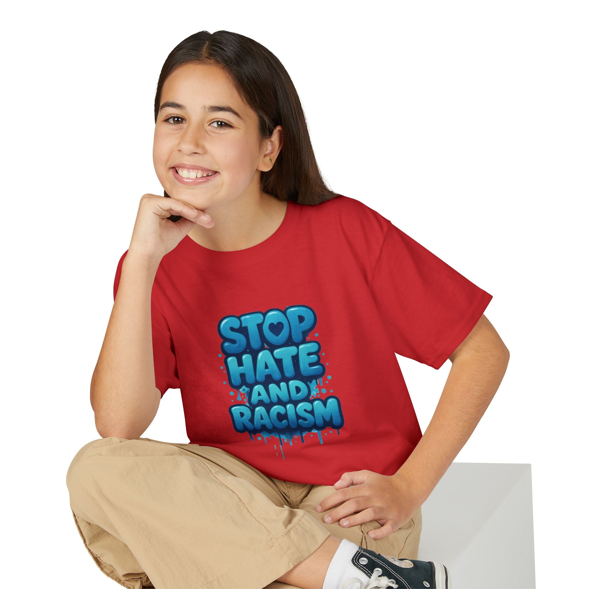 Stop Hate and Racism Youth T-Shirt — Anti-Racism Message Tee