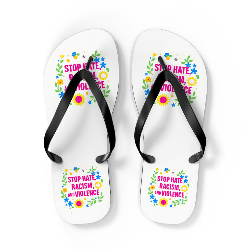 Stop Hate, Racism and Violence Floral Flip Flops