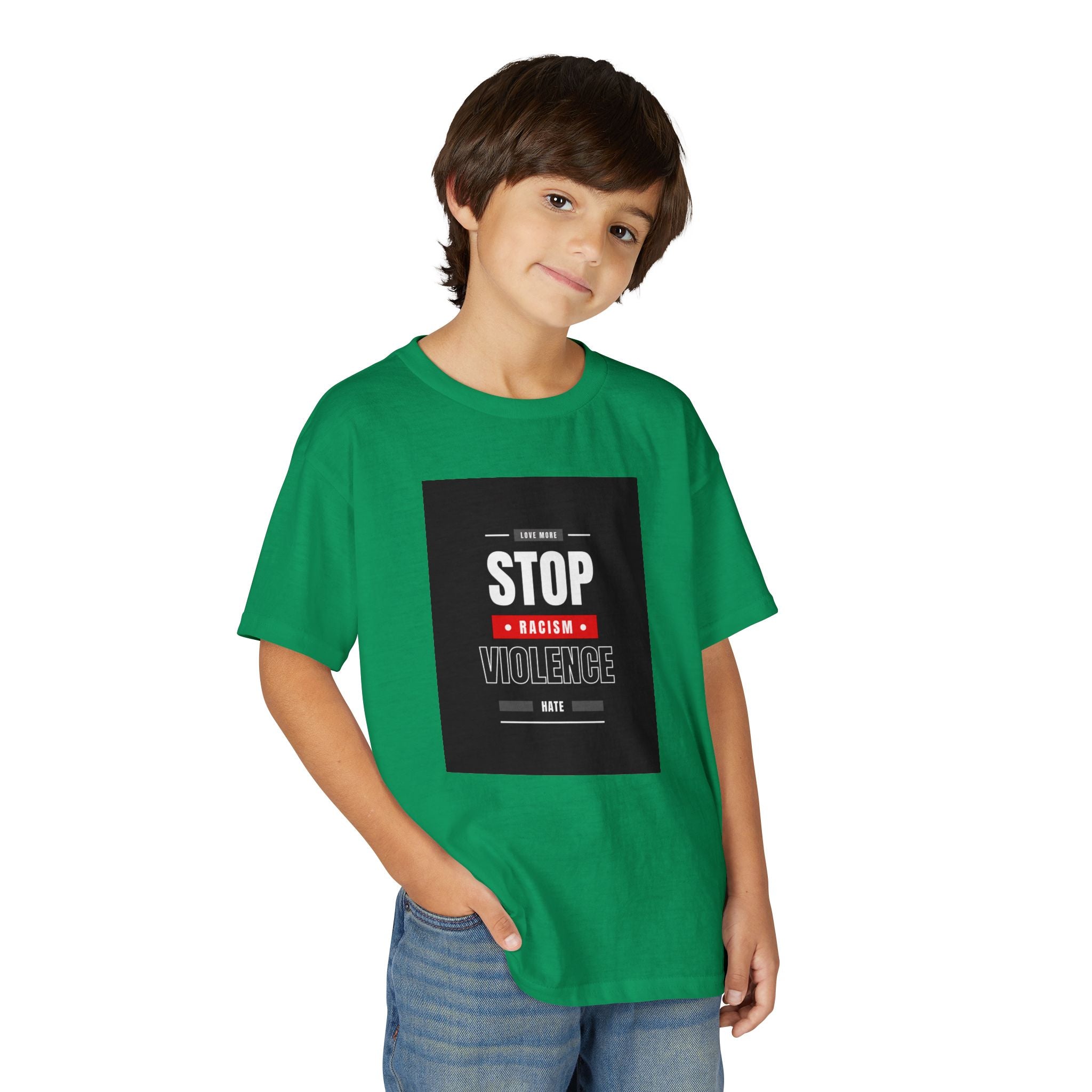 Youth T-Shirt — "Stop Racism Stop Violence" Graphic Tee