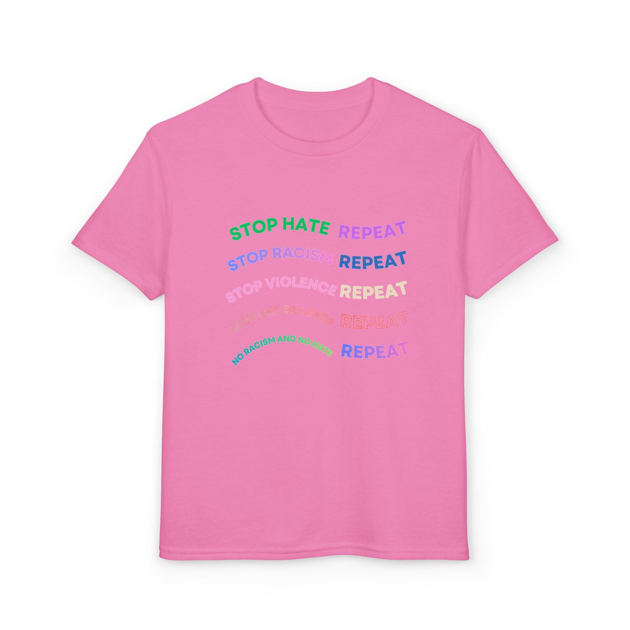 Youth T‑Shirt — "Stop Hate Repeat" Rainbow Anti-Bullying Tee