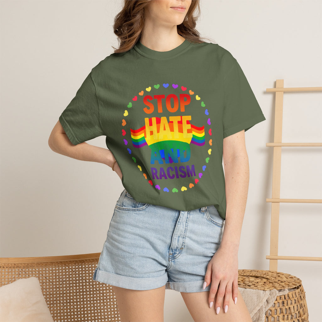 Stop Hate and Racism Rainbow T-Shirt