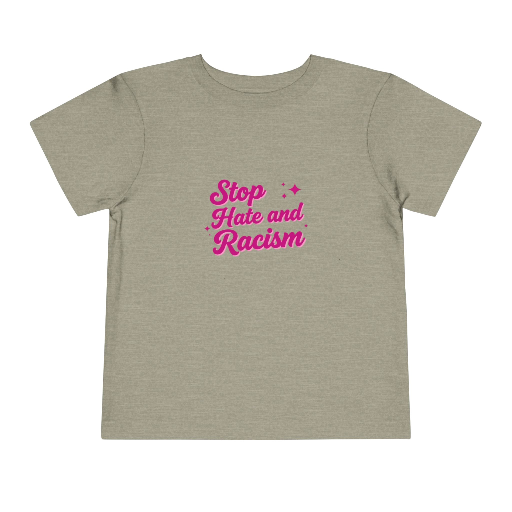 Toddler Tee "Stop Hate and Racism" — Pink Social Justice Kids Shirt