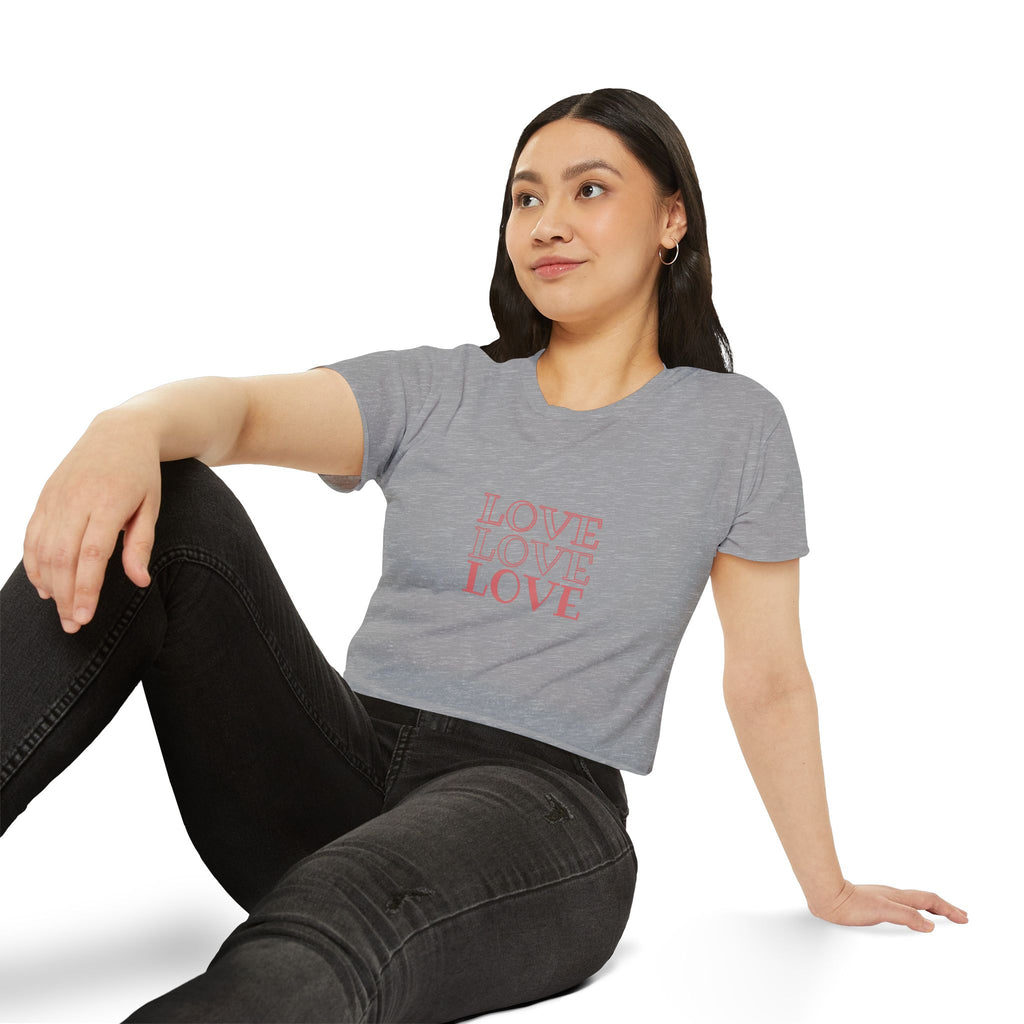 Crop Top — 'LOVE LOVE LOVE' Retro Script Festival Crop Top