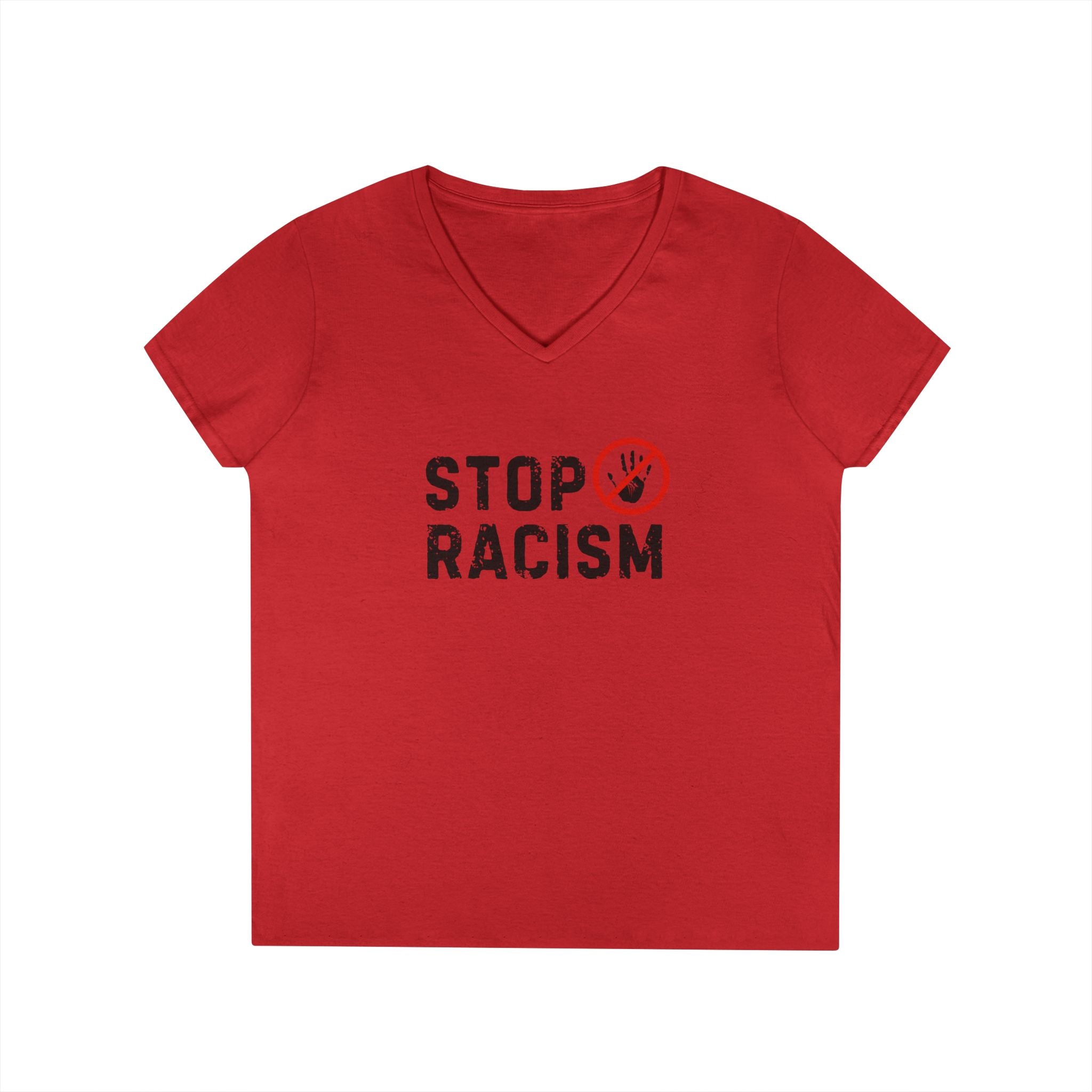 Stop Racism V-Neck T-Shirt — Anti-Racism Message Tee