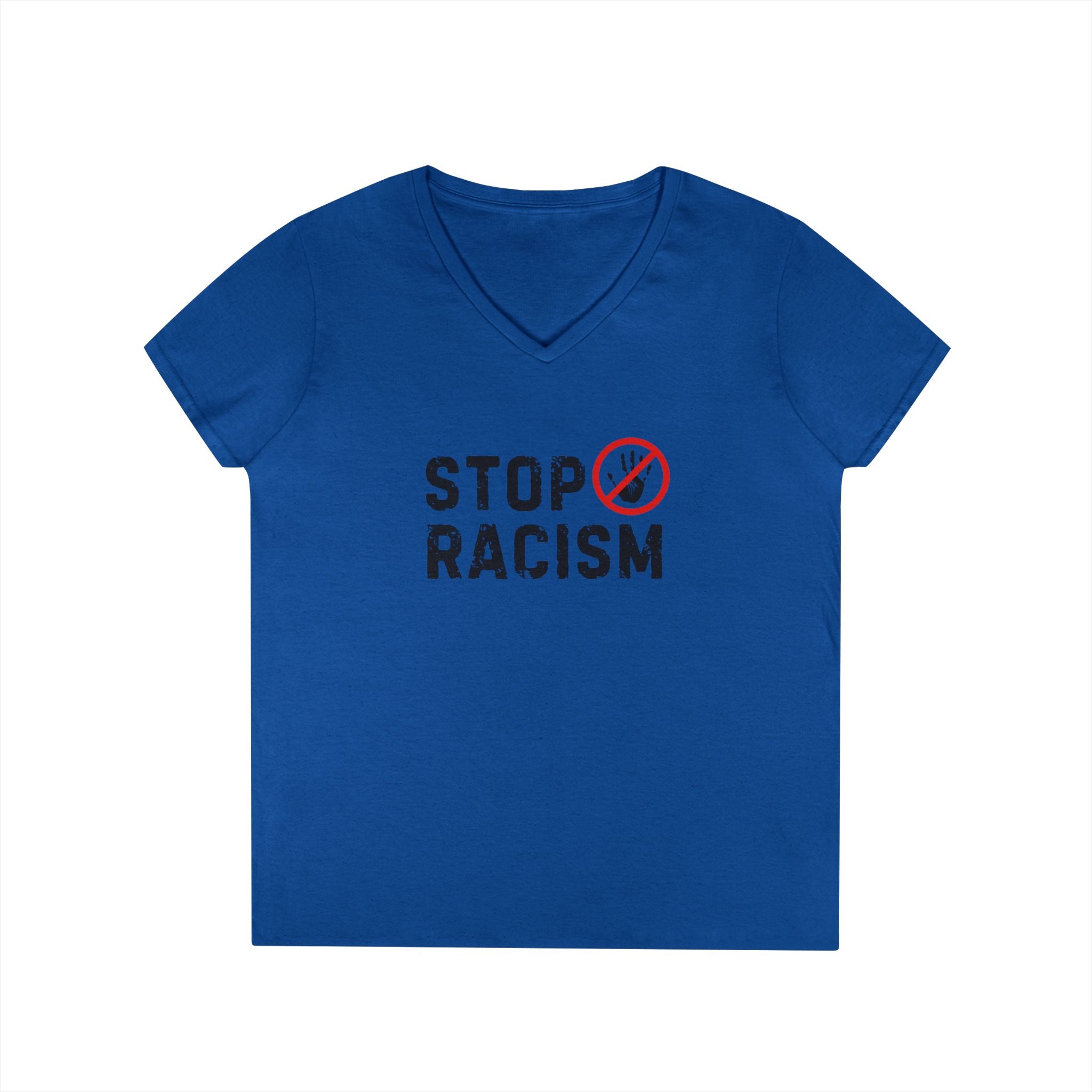Stop Racism V-Neck T-Shirt — Anti-Racism Message Tee