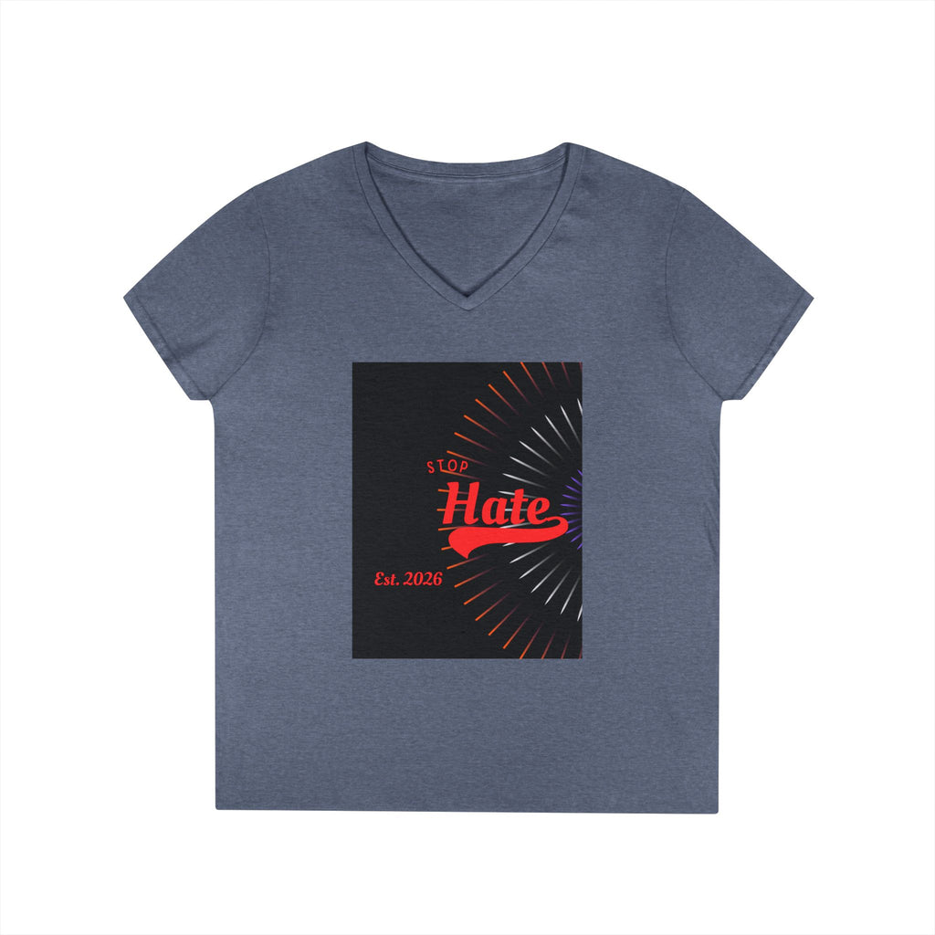 Ladies' V-Neck T-Shirt — Retro "Hate" Graphic Tee (Established 2023)