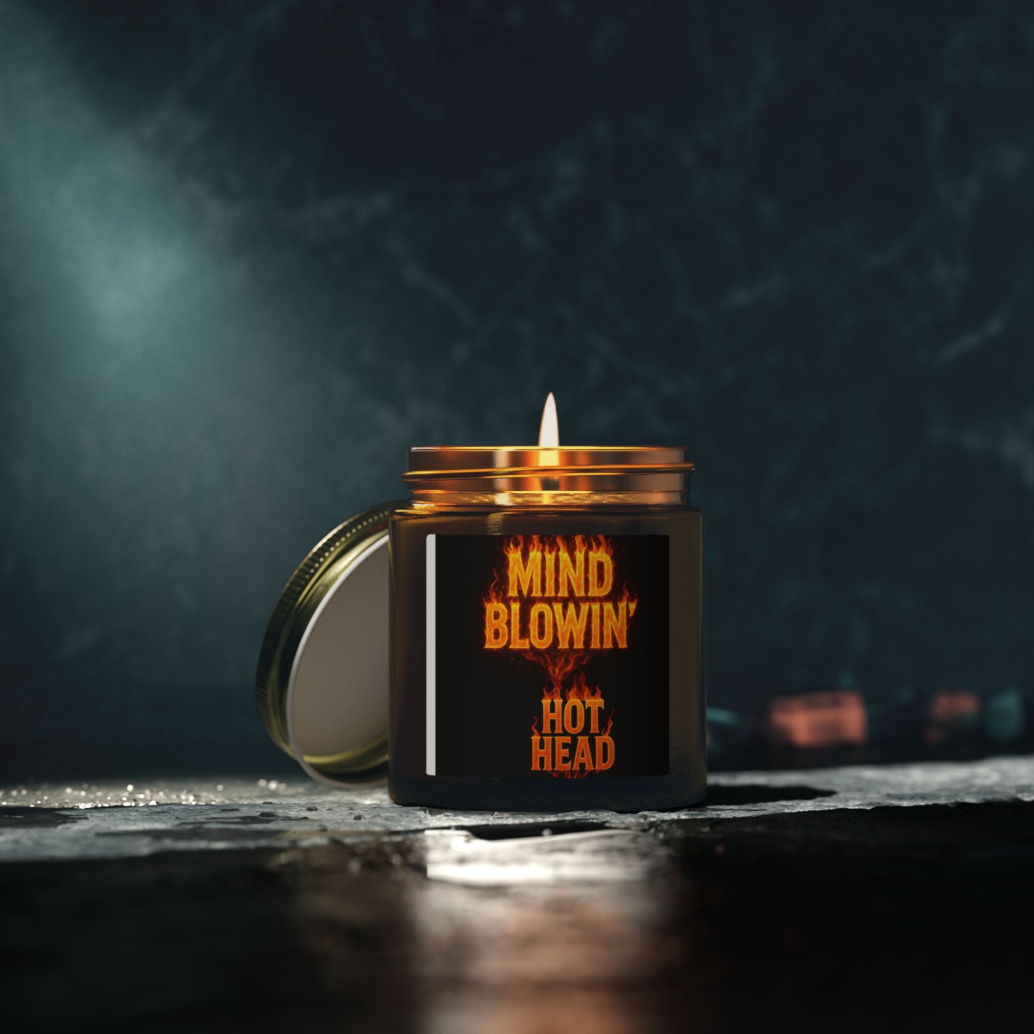 Soy Wax Candle — "Mind Blowin' Hot Head" Coconut Apricot Scent (4oz/9oz) — Novelty Gift