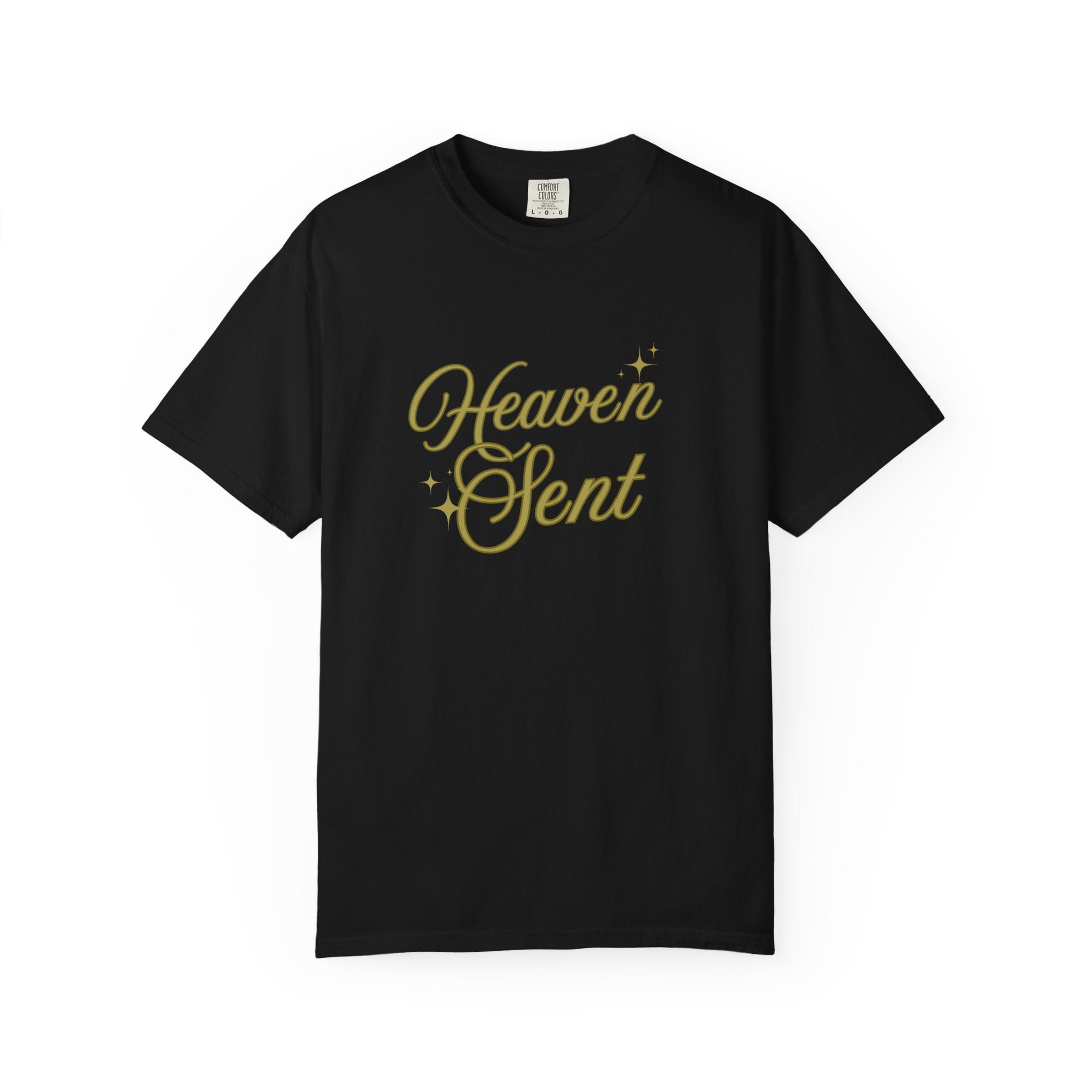 Heaven Sent Graphic Tee – Script Text Logo Cotton T-Shirt