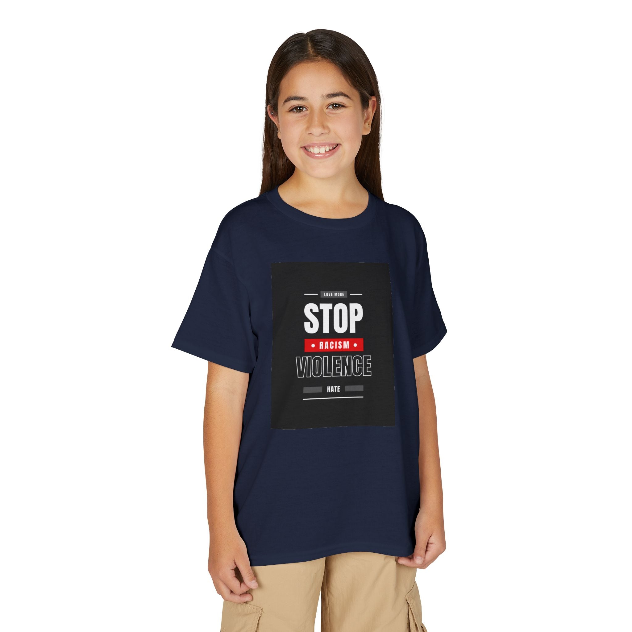 Youth T-Shirt — "Stop Racism Stop Violence" Graphic Tee