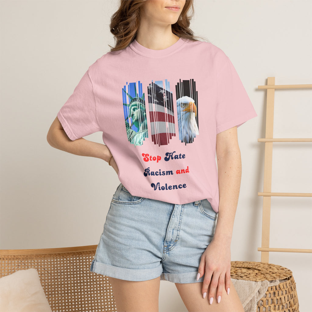 Patriotic 'Stop Hate Racism and Violence' T-Shirt