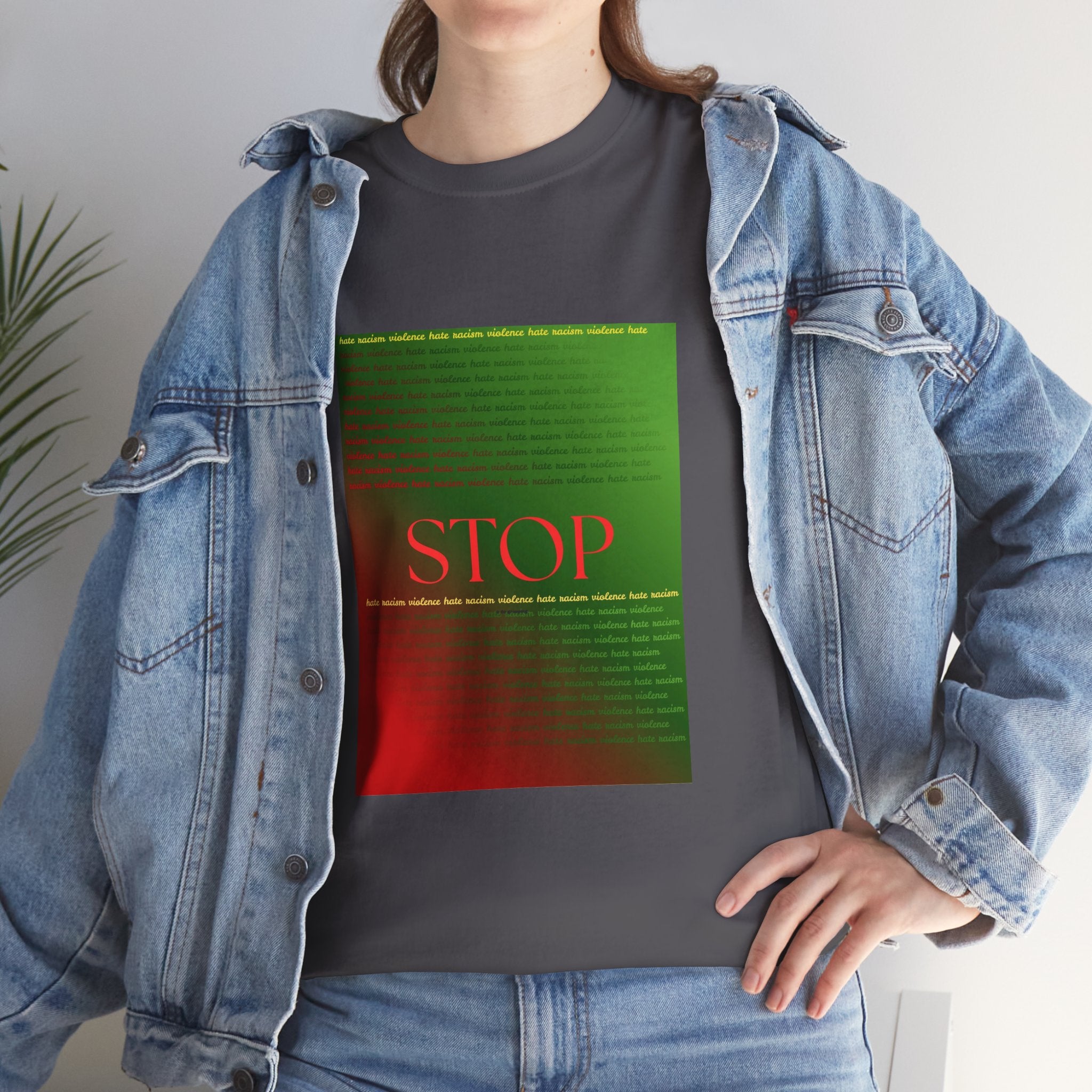 STOP Graphic Tee — Red & Green Gradient Statement T‑Shirt