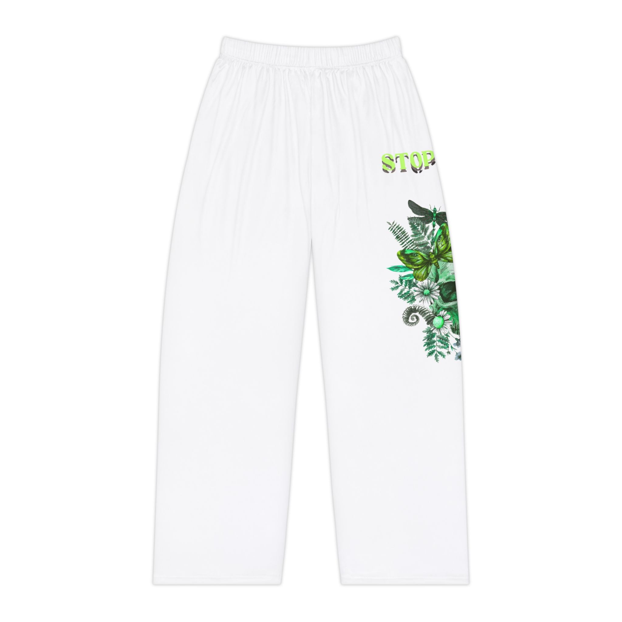Women's Pajama Pants – Green Floral Skull Sleep Lounge Pants